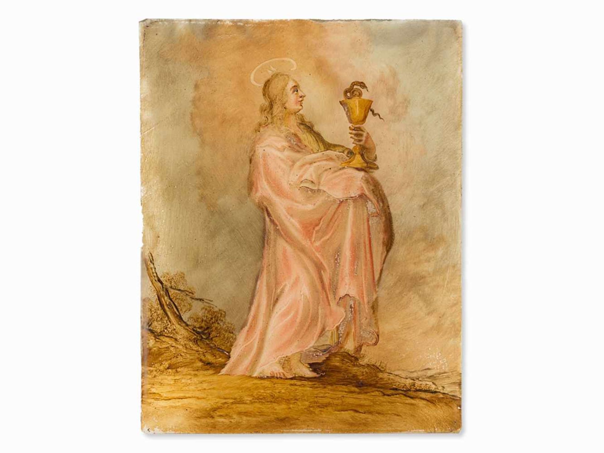 John the Evangelist, Reverse Glass Painting, Italy, 18th C. - Bild 2 aus 6