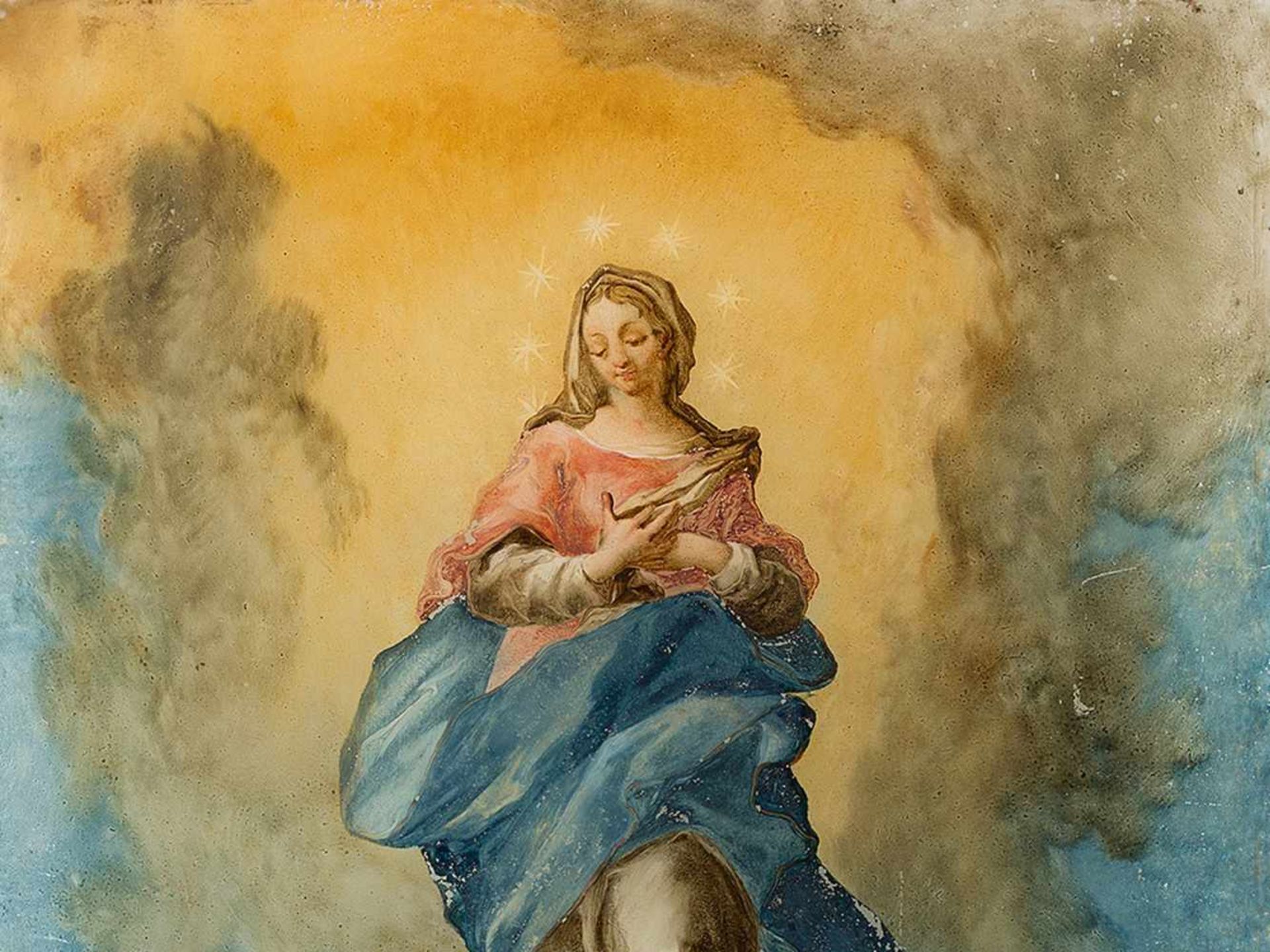 Immaculate Conception of Mary, Reverse Glass Painting, 18th C. - Bild 3 aus 8