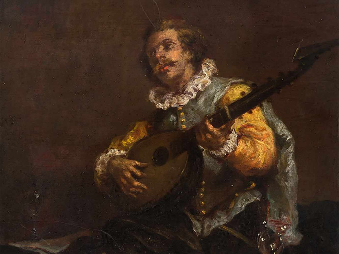 Enrique Atalaya (1851-1914), Man Playing The Lute, Oil, c. 1880 - Image 4 of 8