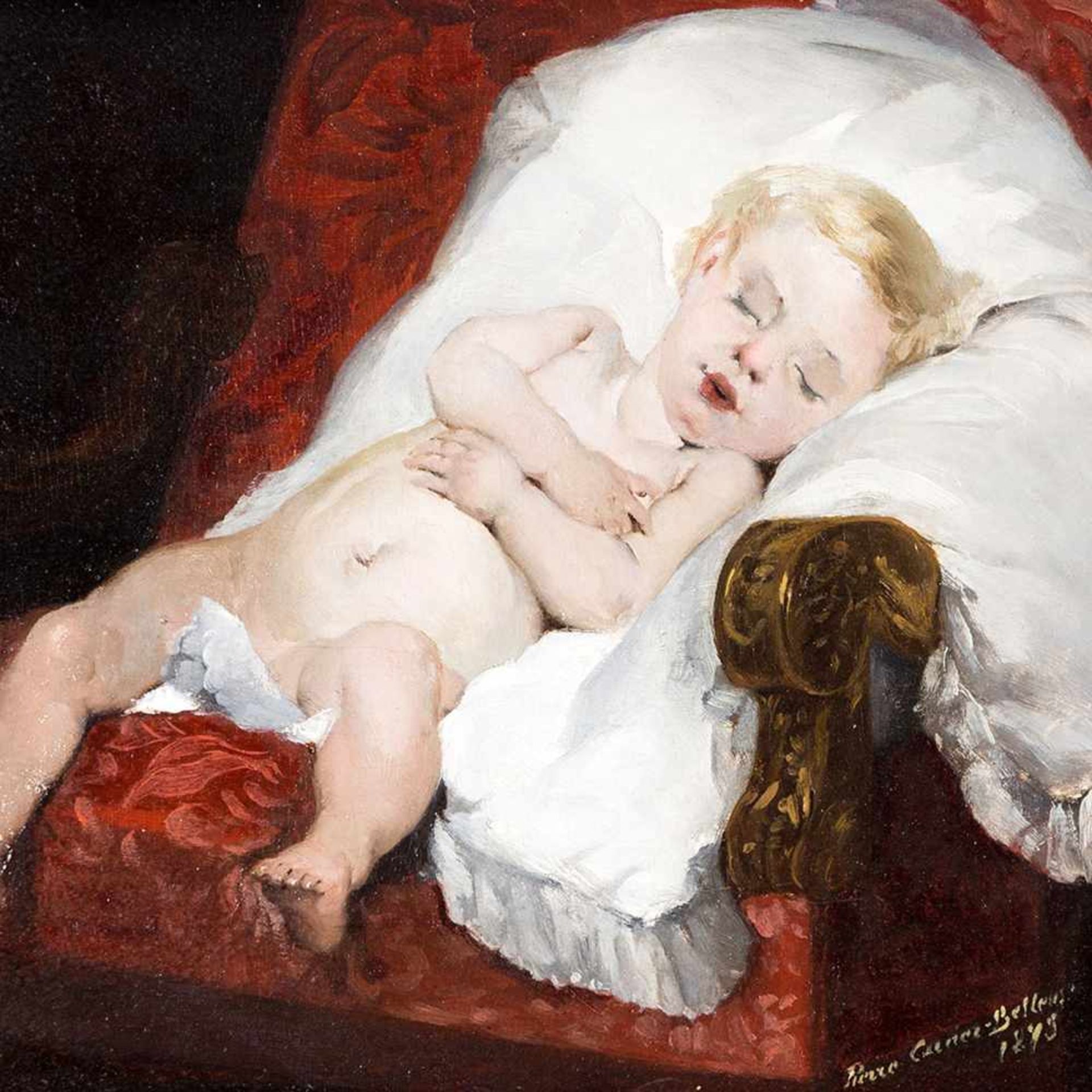 Pierre Carrier-Belleuse (1851-1932), Sweet Dreams, Oil, 1893 - Bild 6 aus 6