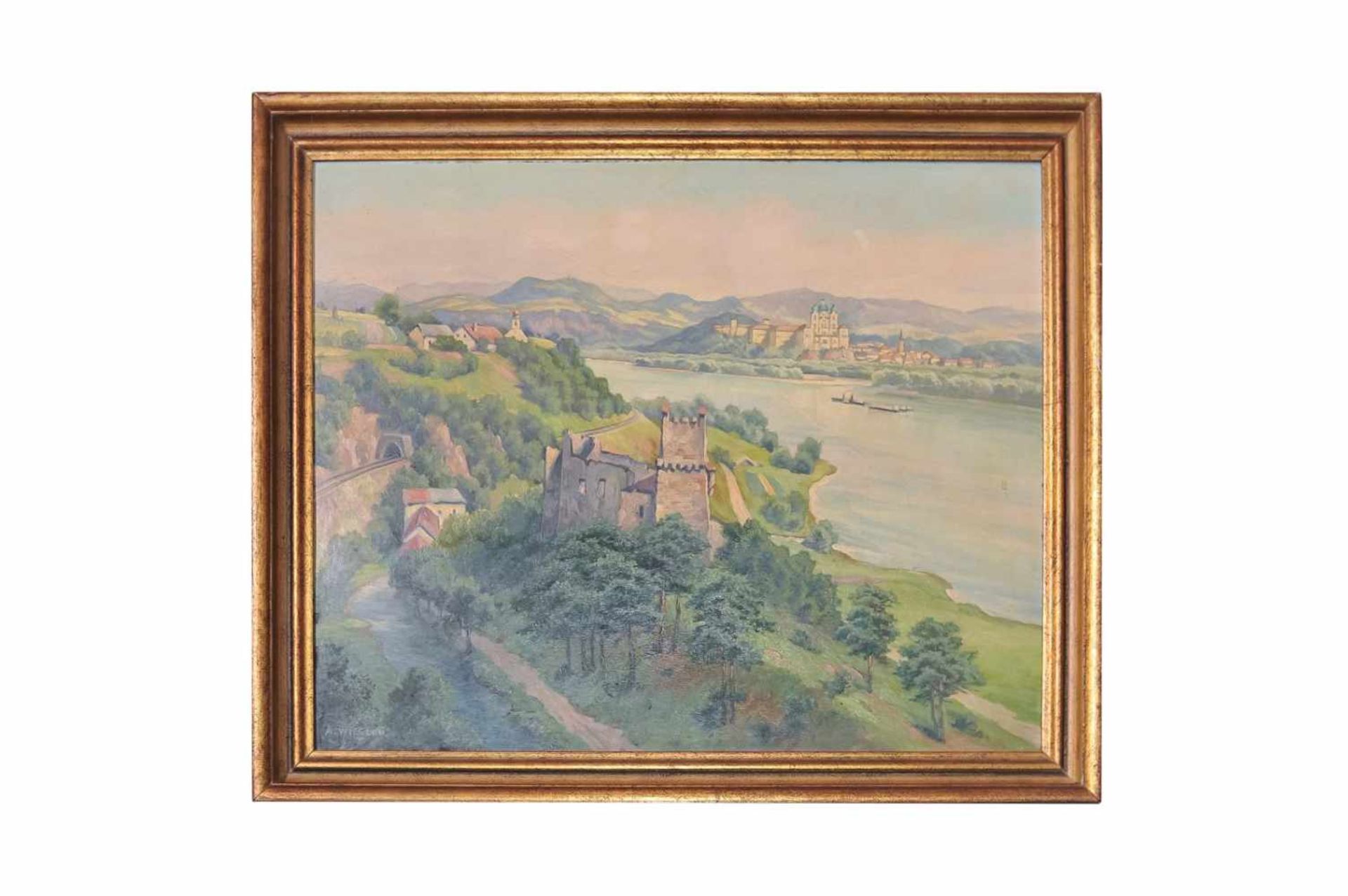 Adolf Wiesler (1878-1958) "View Ruin Welteneg to Melk Donau"