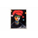Erika Kornmesser "Woman's head with a red cap" 1971