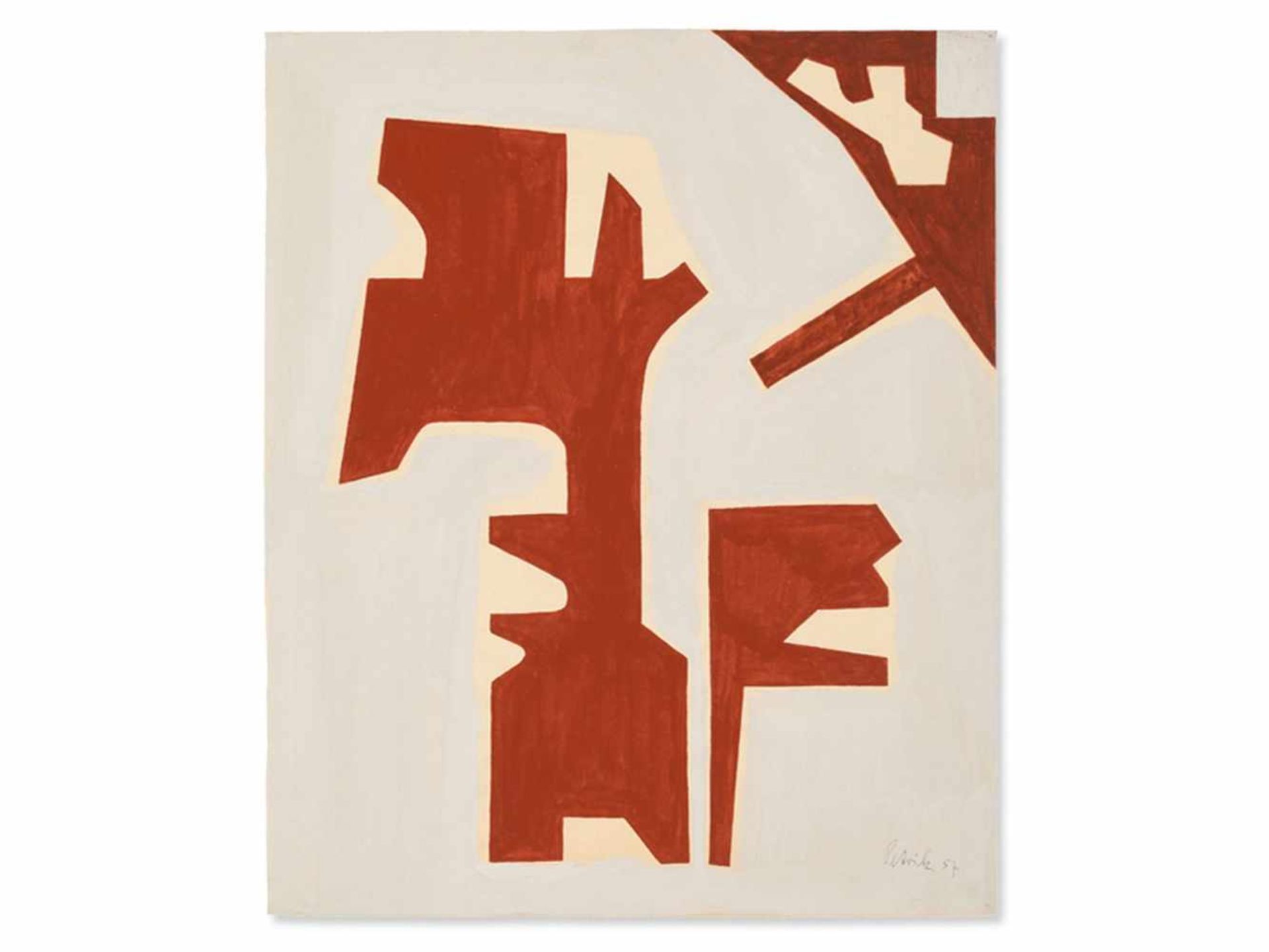 Rudolf Petrik "Composition in Red and Gray" 1957 - Bild 2 aus 9