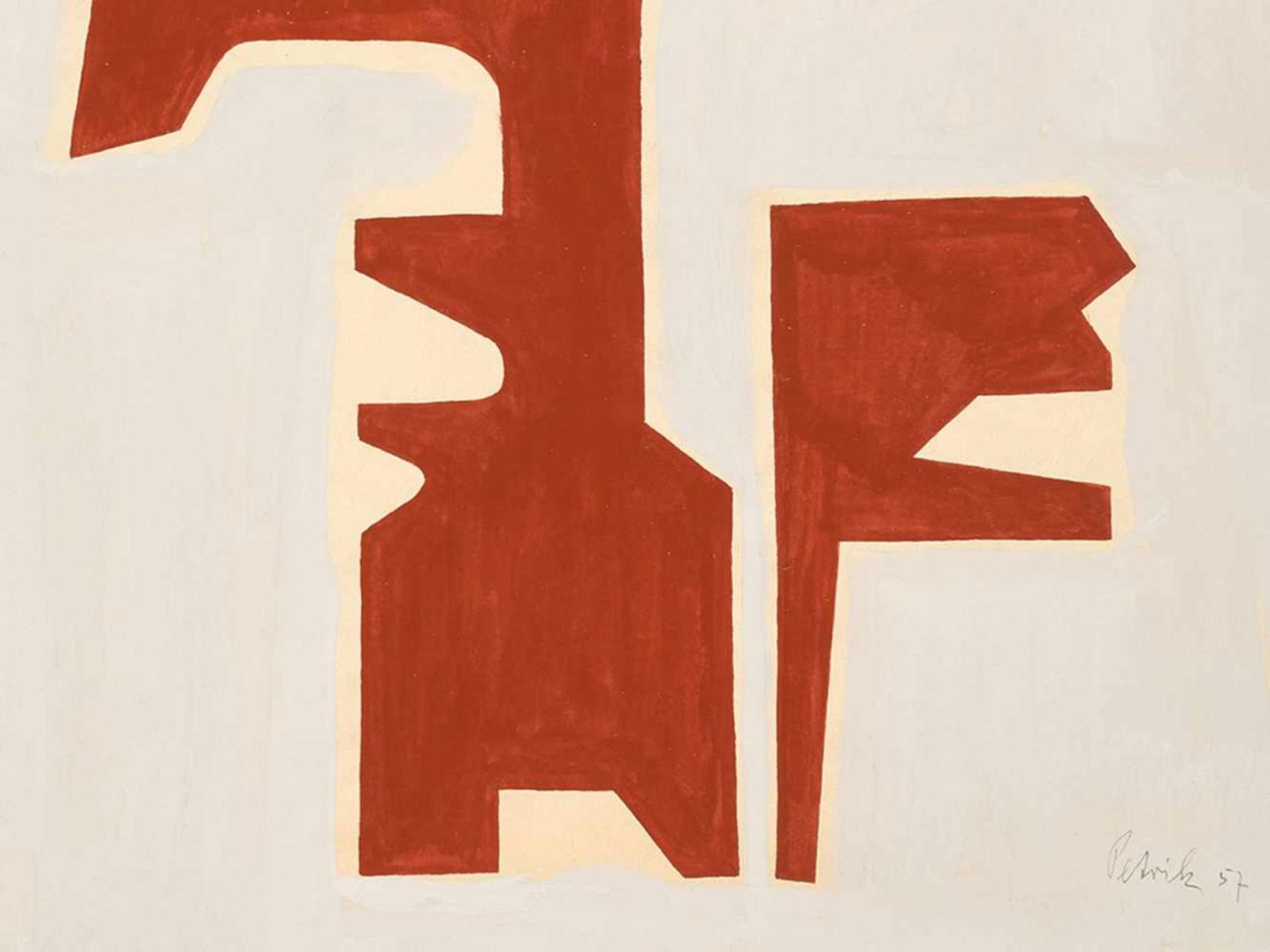 Rudolf Petrik "Composition in Red and Gray" 1957 - Bild 3 aus 9