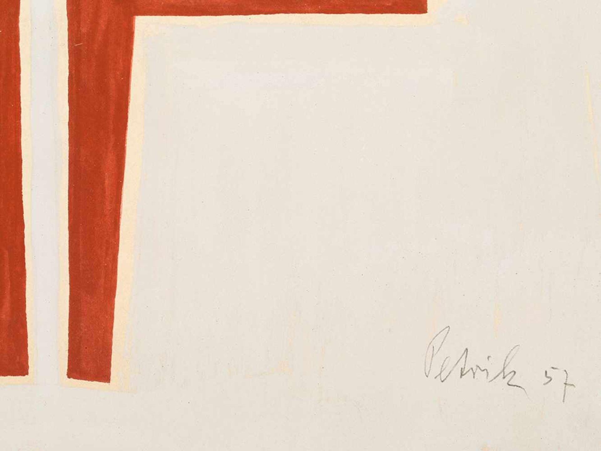 Rudolf Petrik "Composition in Red and Gray" 1957 - Bild 4 aus 9