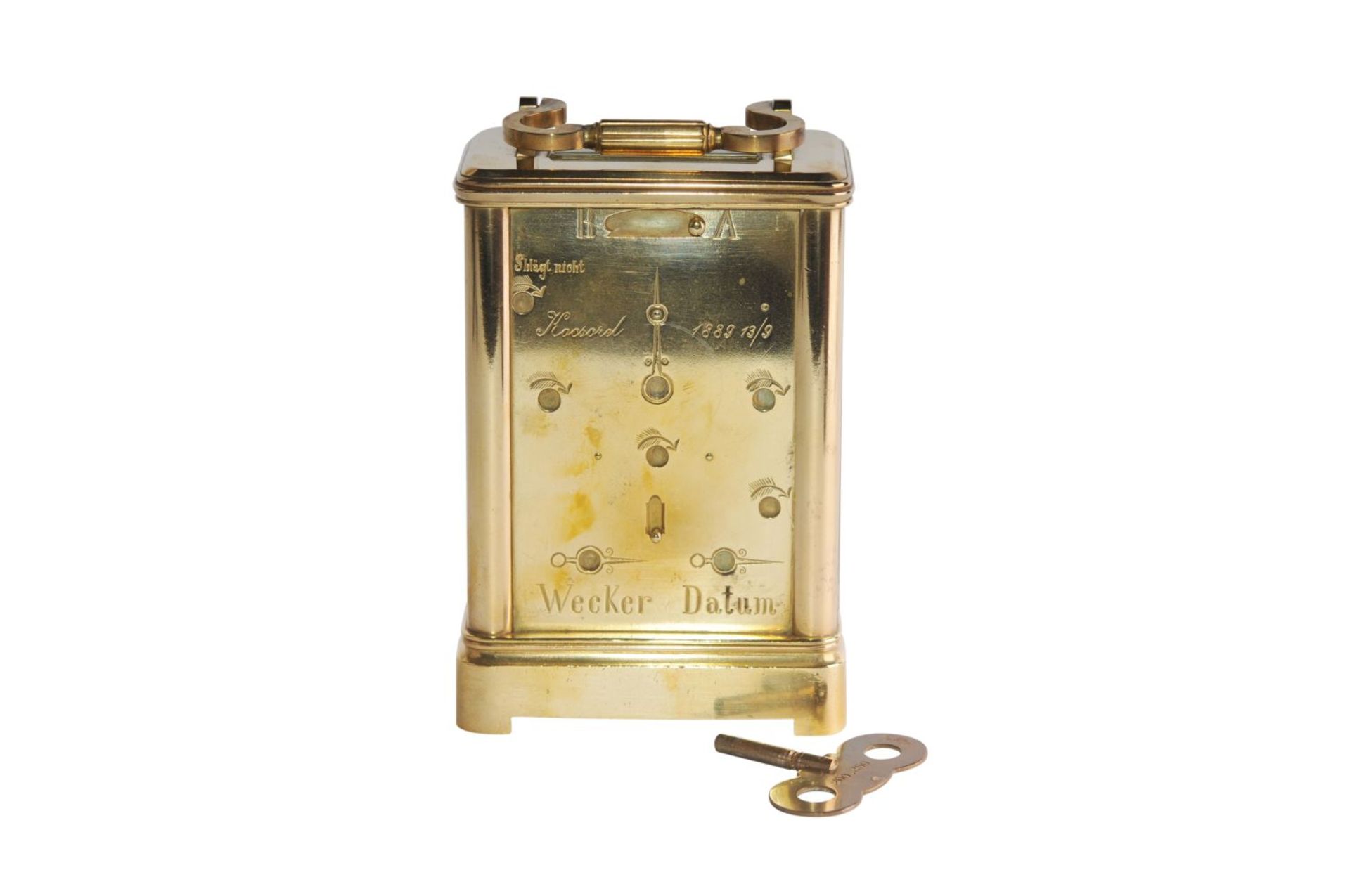 Vienna Travelclock Ignaz Marenzeller & Nachfolger signature 1889 13/9Decorative travel clock with - Image 4 of 6