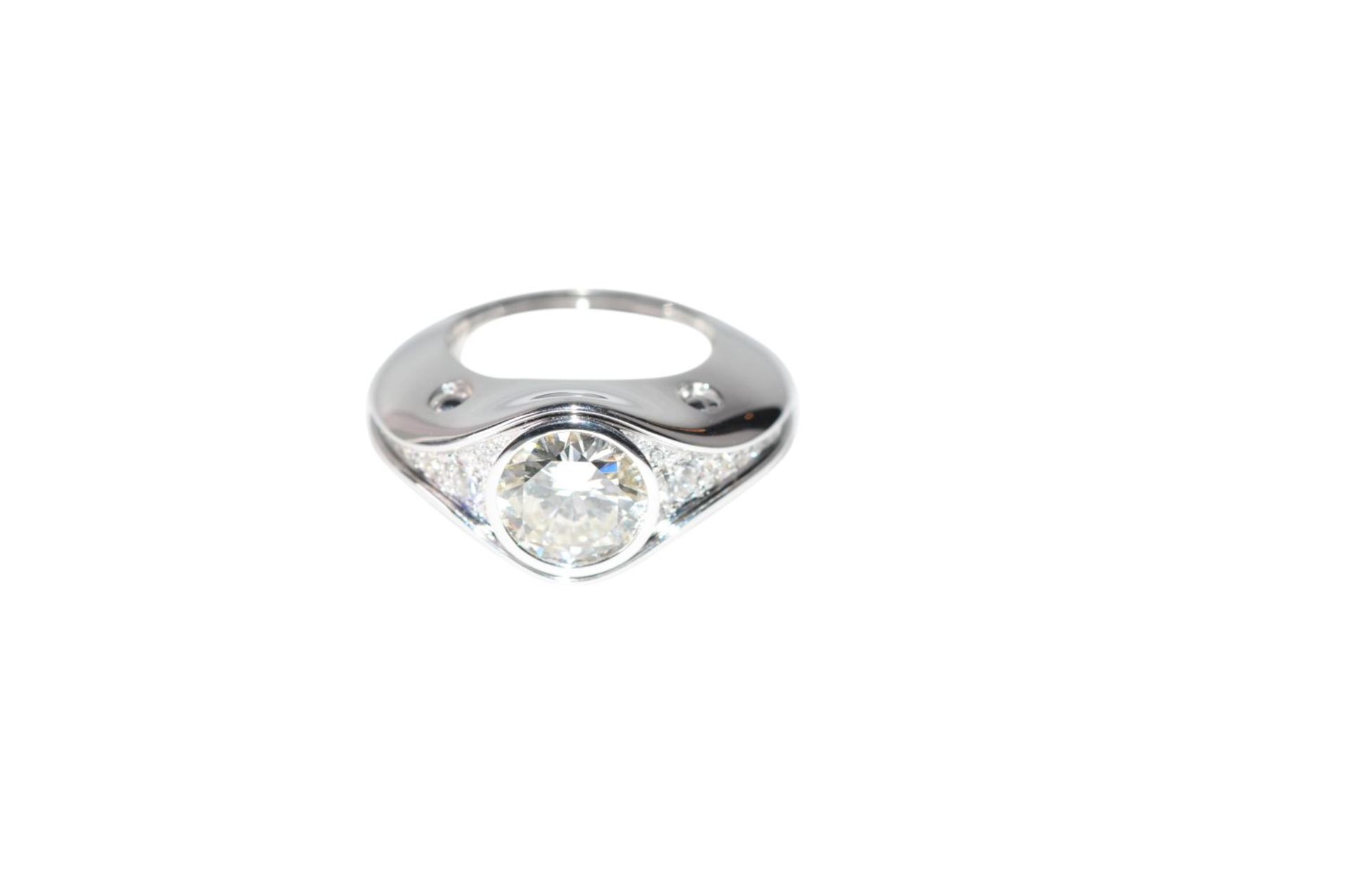 Diamond ring18kt white gold ring with a diamond approx. 5.0 ct, color J / VS1, and Brillants total - Bild 3 aus 4