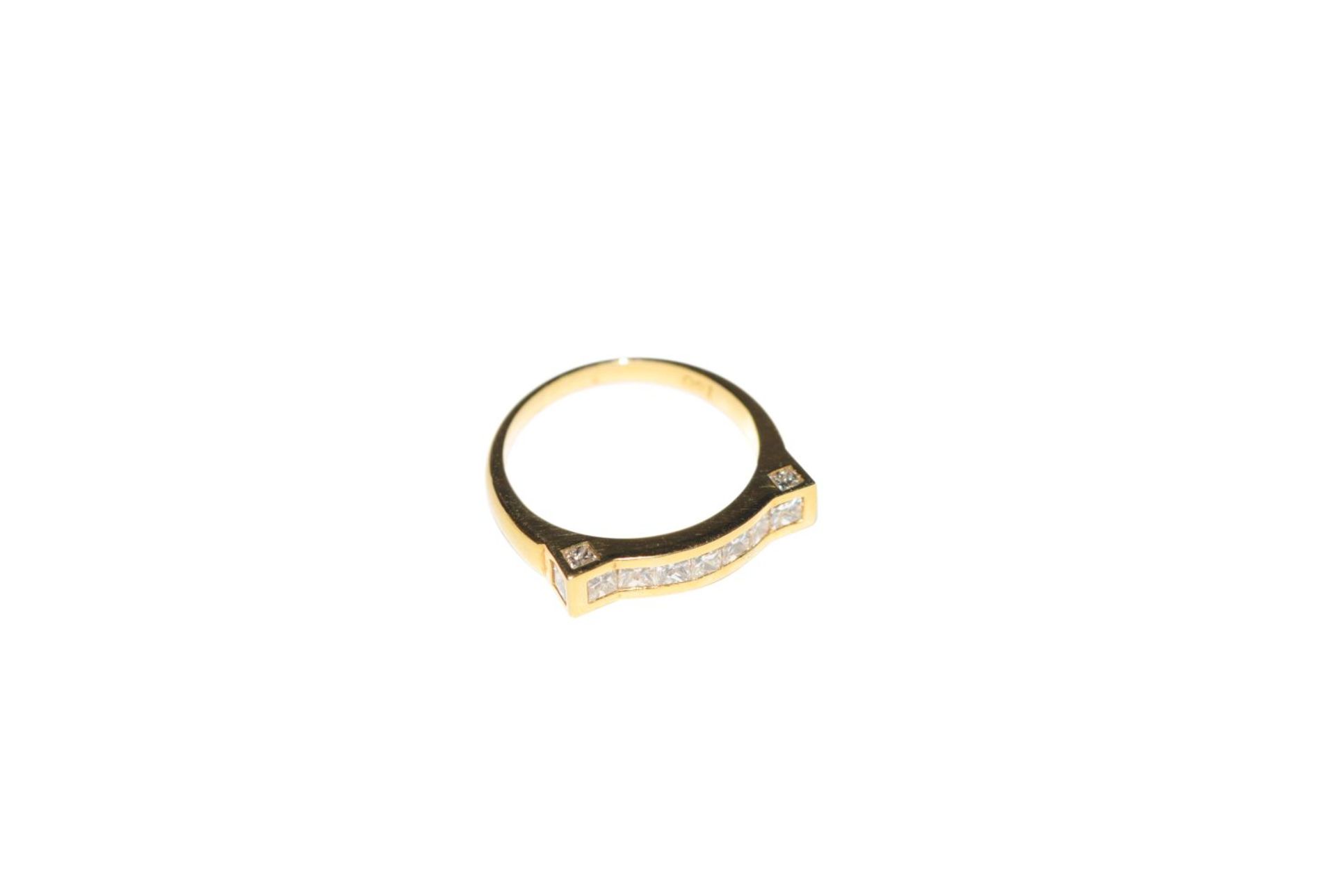 Diamond ring18Kt gold ring with Carree cut diamonds total carat weight approx. 0.97ct, total - Bild 3 aus 4