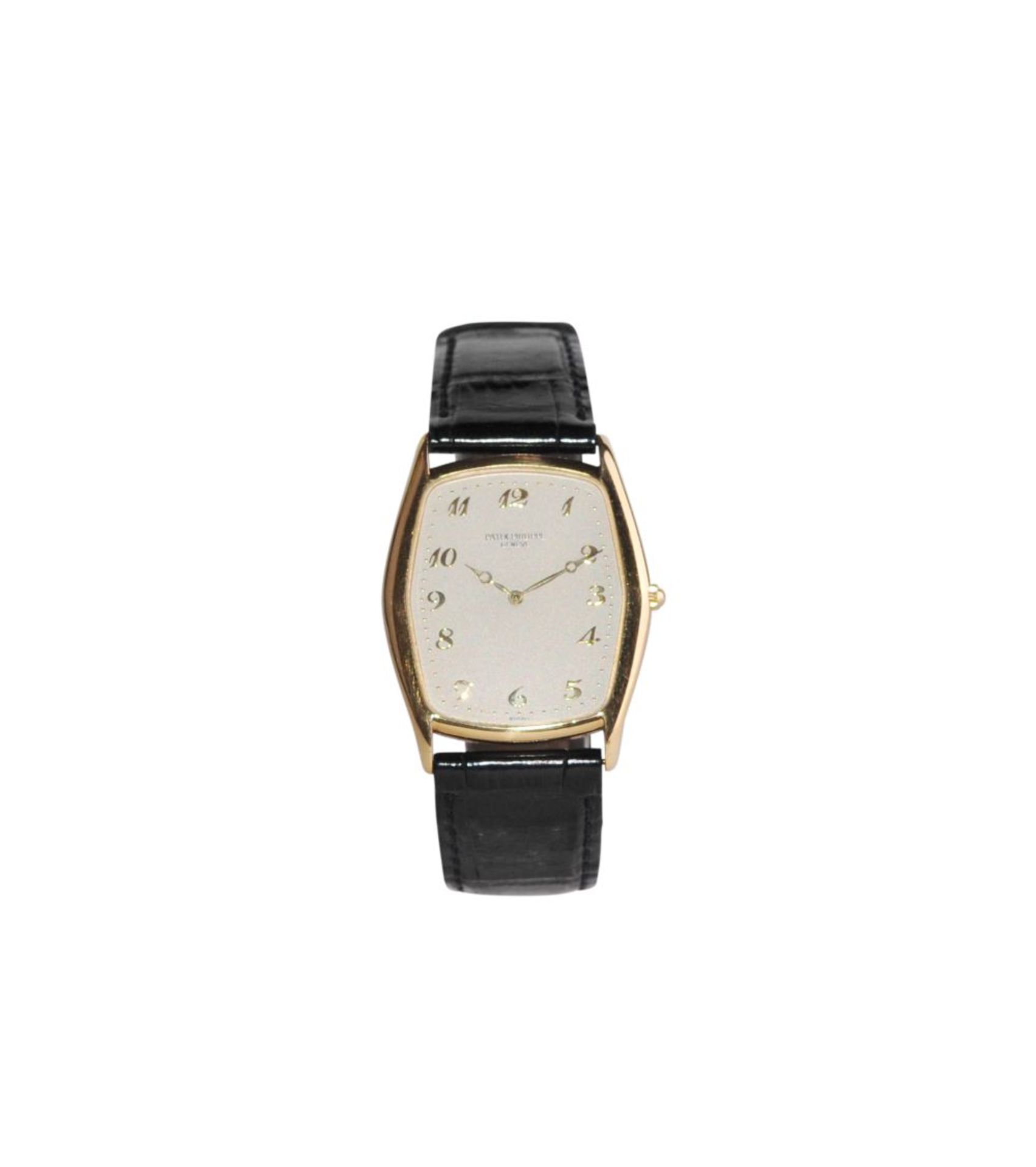 Patek Philippe Gondolo Ref. 384231 x 29 mm 750/000 fine gold watch with leather strap, manual