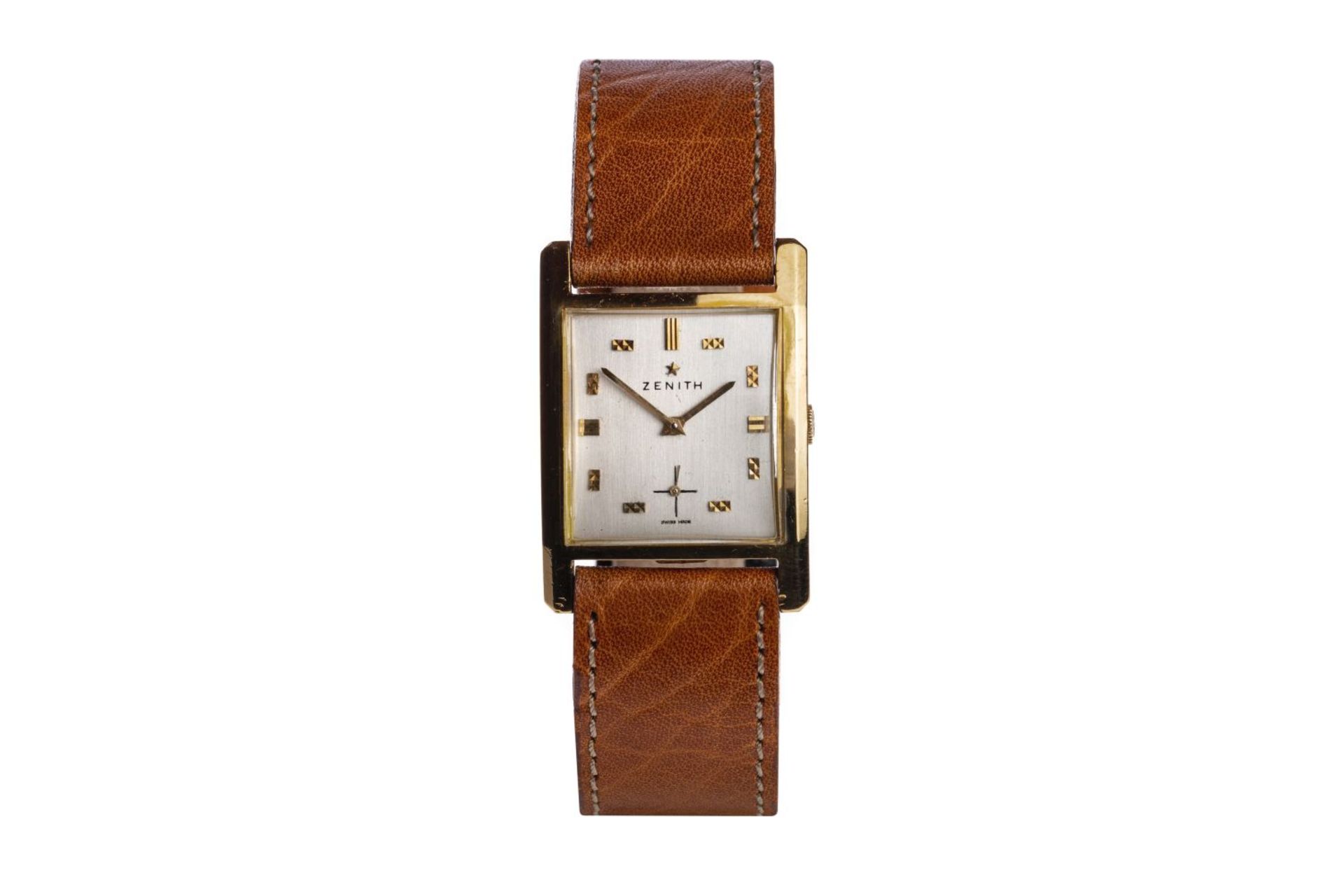 Zenith Vintage18kt gold watch on leather strap 37x26mm, manual wind construction year 1940 -