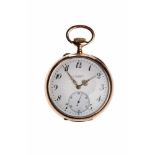 Axel Hüning14K gold Lepine pocket watch from the master Alex Hüning ca 1890, fine Swiss bridge