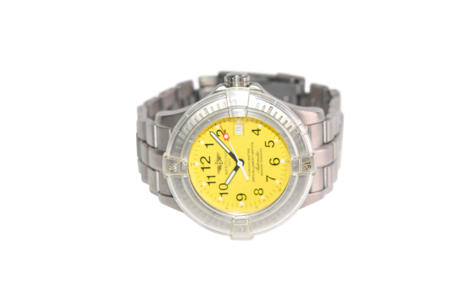 Breitling Avenger II Seawolf45mm steel watch with automatic movement cobra yellow dial with steel - Image 2 of 3