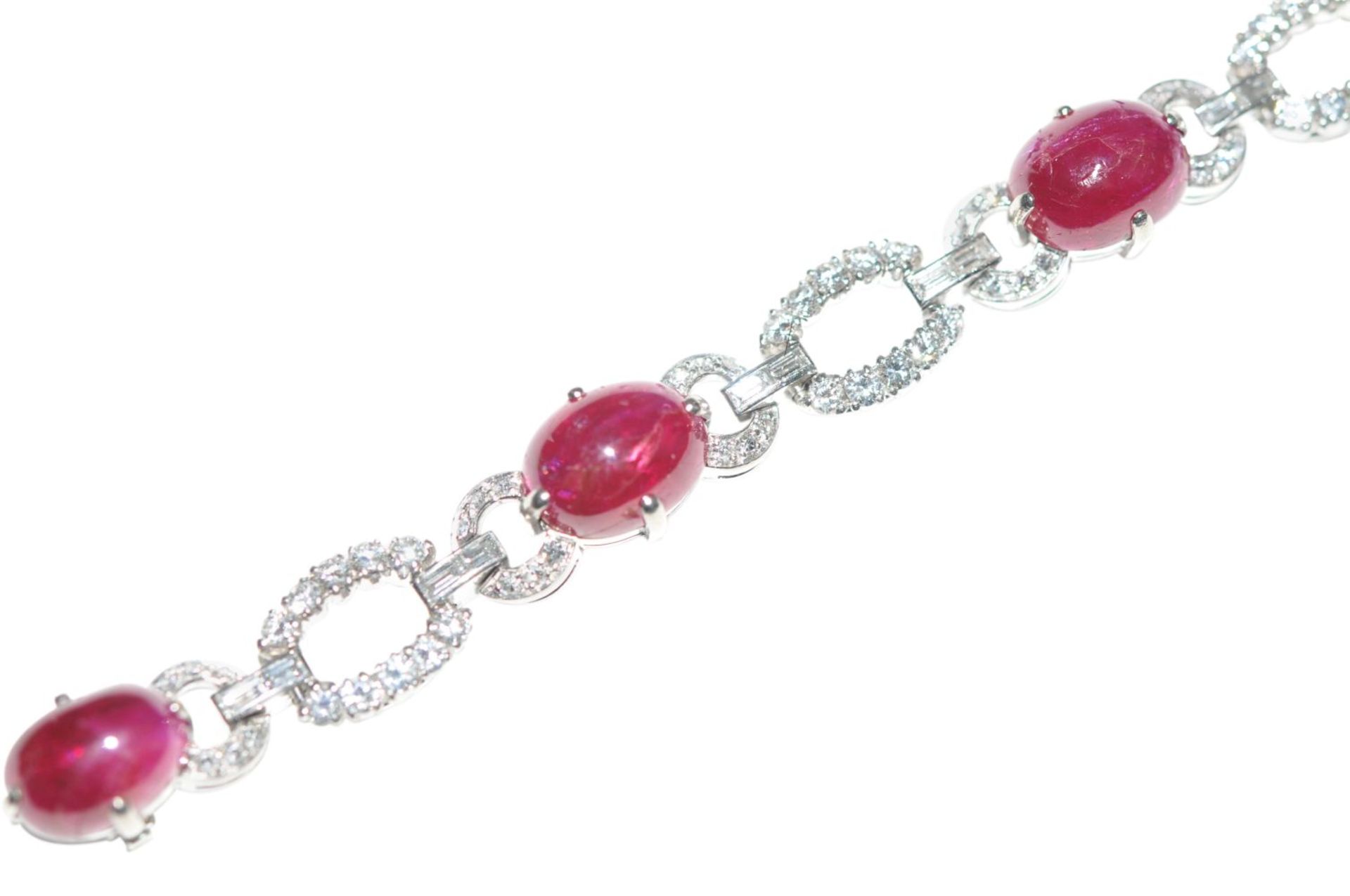 Platinum-brilliant-ruby braceletBracelet, partly Pt 950/000 and 18kt white gold with diamonds - Bild 3 aus 3