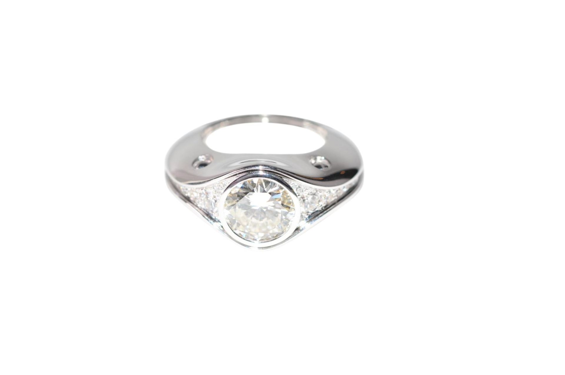 Diamond ring18kt white gold ring with a diamond approx. 5.0 ct, color J / VS1, and Brillants total - Bild 4 aus 4