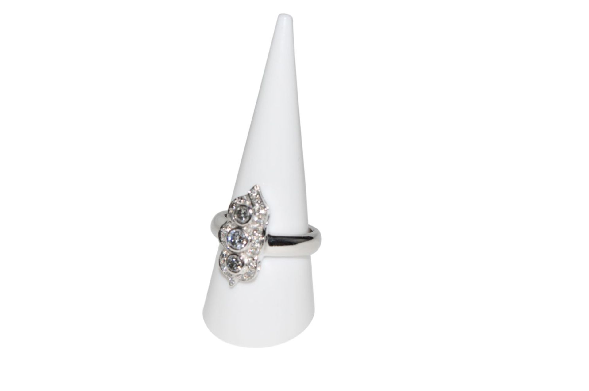 Diamond ring18Kt white gold ring with diamonds total carat weight approx. 1,17ct, total weight 9,7g, - Bild 2 aus 3