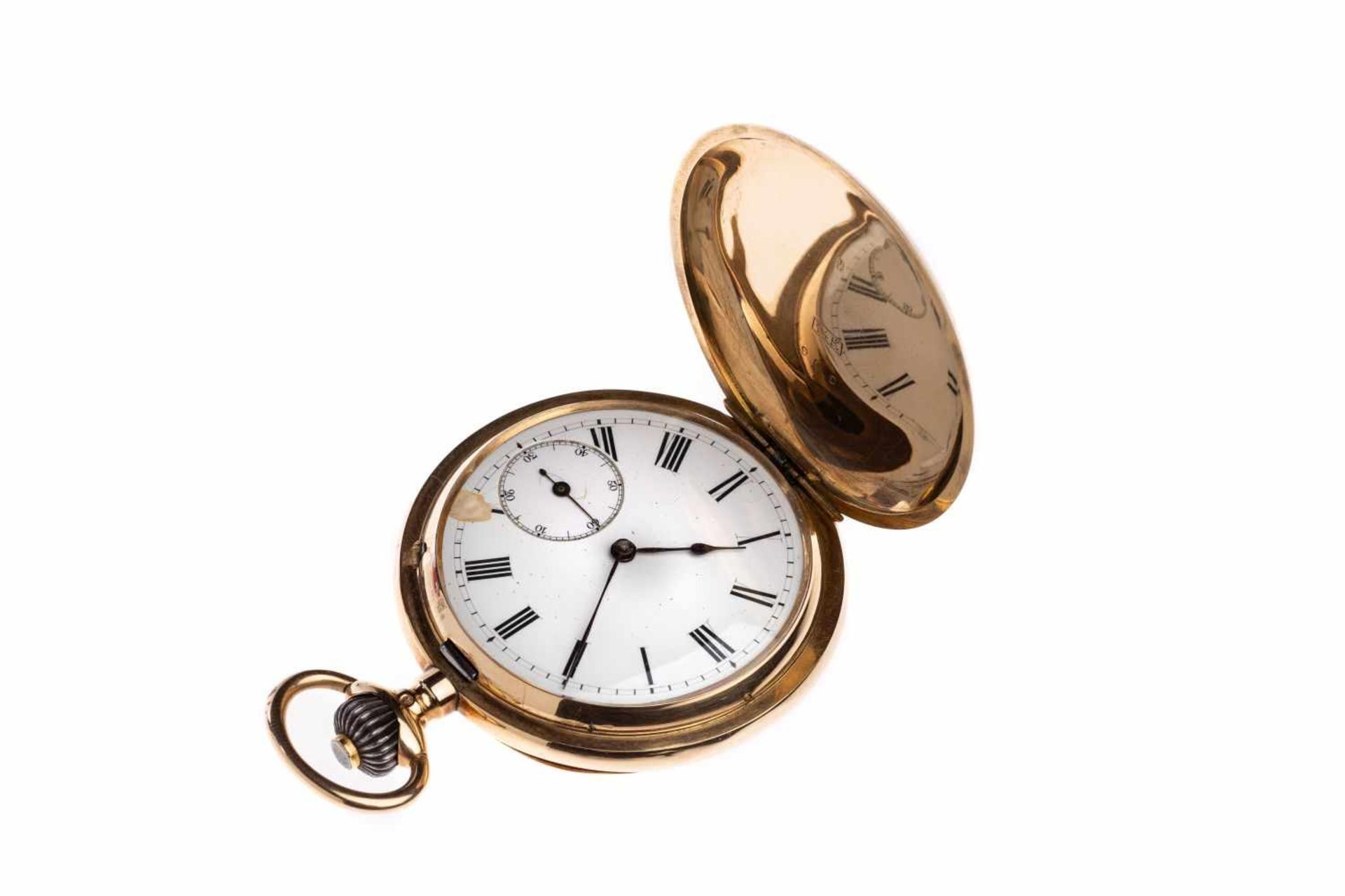 Lepine pocket watch14ct yellow gold watch from Omega with chain so called Lepine pocket - Bild 2 aus 4