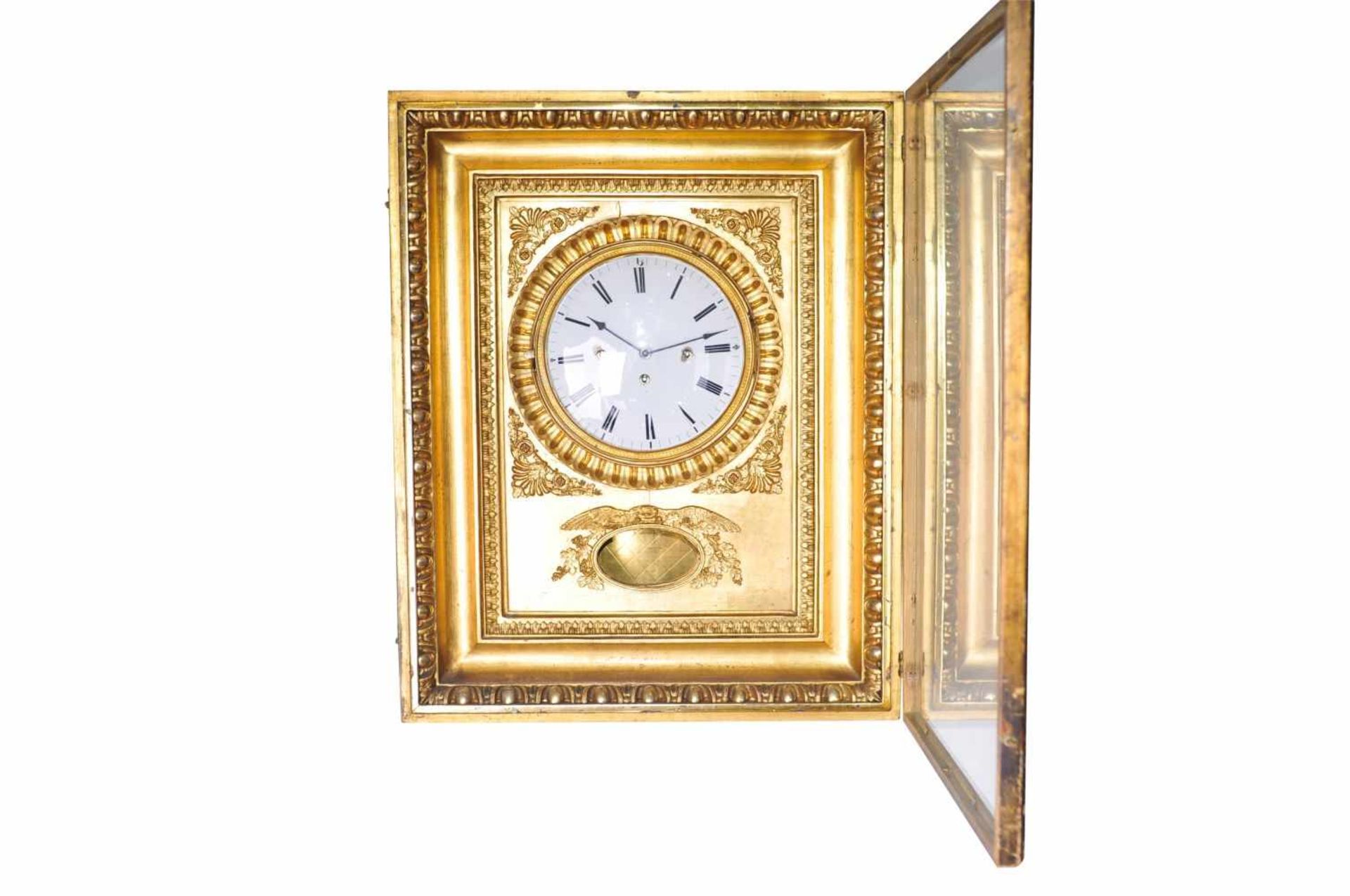 Viennese frame clockDecorative Viennese frame clock in gold-plated wooden frame with 4/4 striking - Bild 2 aus 5