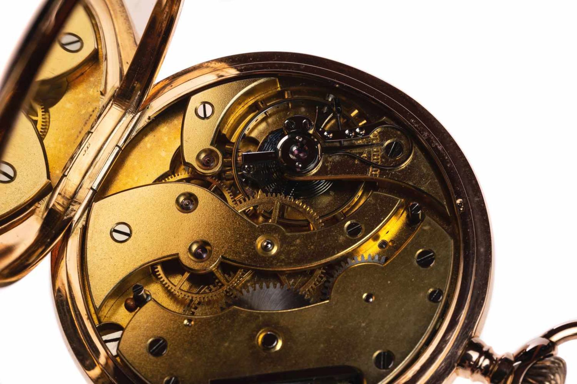 Axel Hüning14K gold Lepine pocket watch from the master Alex Hüning ca 1890, fine Swiss bridge - Bild 3 aus 4