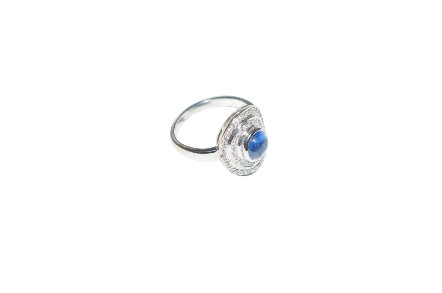 Brilliant ring with sapphire18Kt white gold ring with diamonds total carat weight approx. 0.8ct - Image 3 of 3