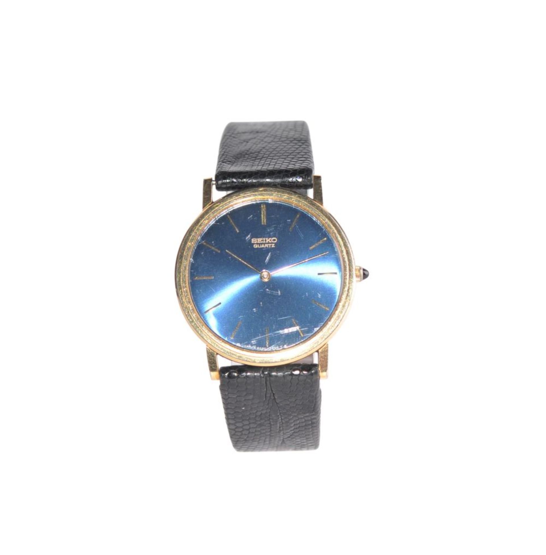 SeikoSeiko wristwatch gold-plated with blue dial, diameter 33mm, quartz movementSeikoSeiko