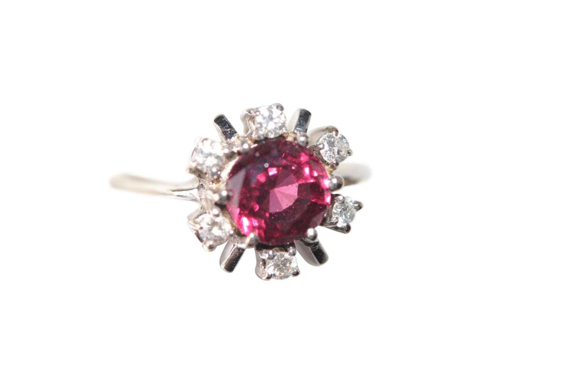 Brilliant ring with tourmaline14Kt gold ring with diamonds total carat weight approx. 0.18ct, and - Bild 3 aus 3