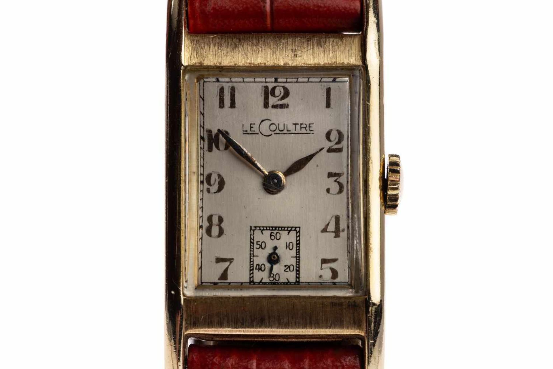 Le CoultreLe - Coultre wristwatch from the 1940sClassic square 14K gold case silver plated dial on - Bild 2 aus 2