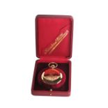 International WatchHeavy massive pocket watch with double Case engraved with AE gold-plated dial,