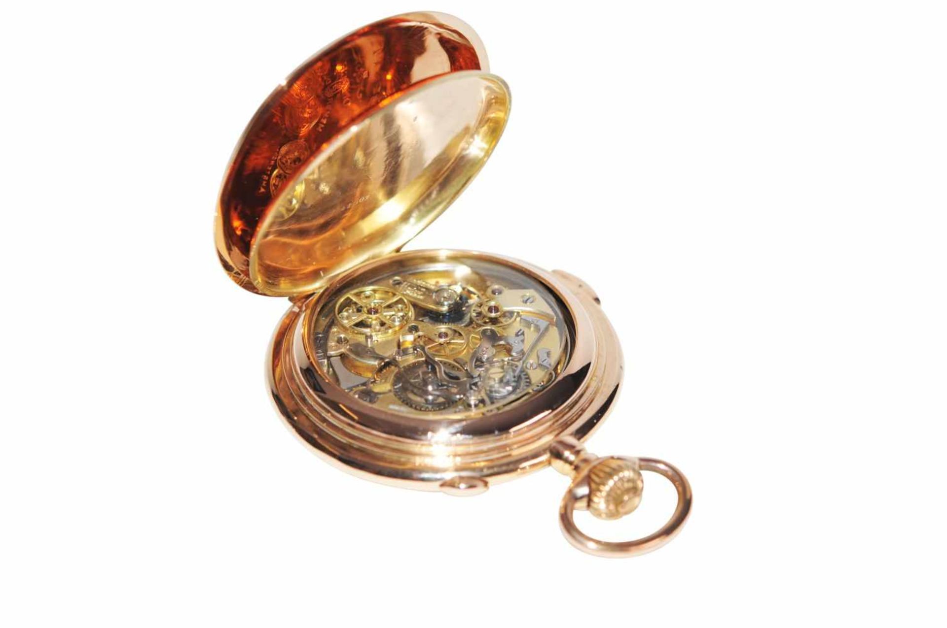 Quarter hour repeater pocket watch with chronographGold pocket watch with spring cover as well as - Bild 2 aus 3