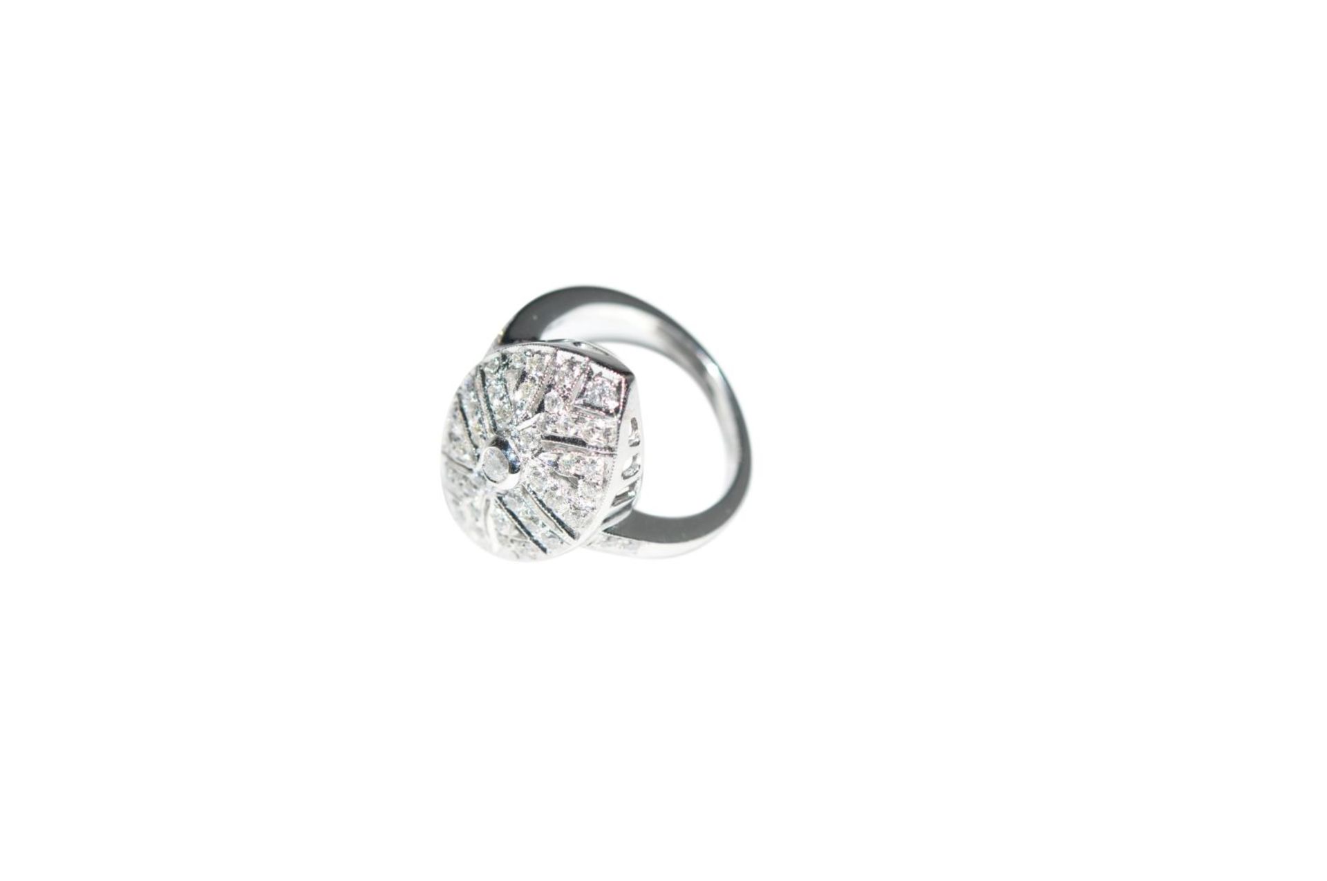 Diamond ring18Kt white gold ring with diamonds total carat weight approx. 0.83ct, total weight 7.4g, - Bild 3 aus 3