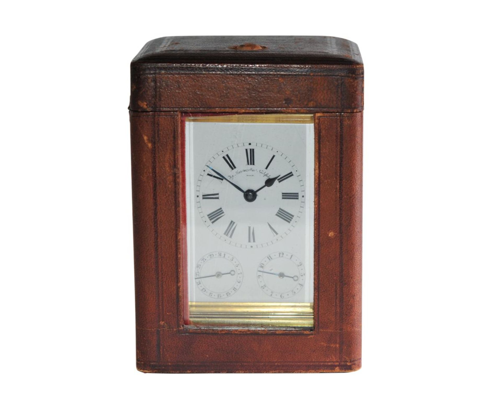 Vienna Travelclock Ignaz Marenzeller & Nachfolger signature 1889 13/9Decorative travel clock with - Image 6 of 6