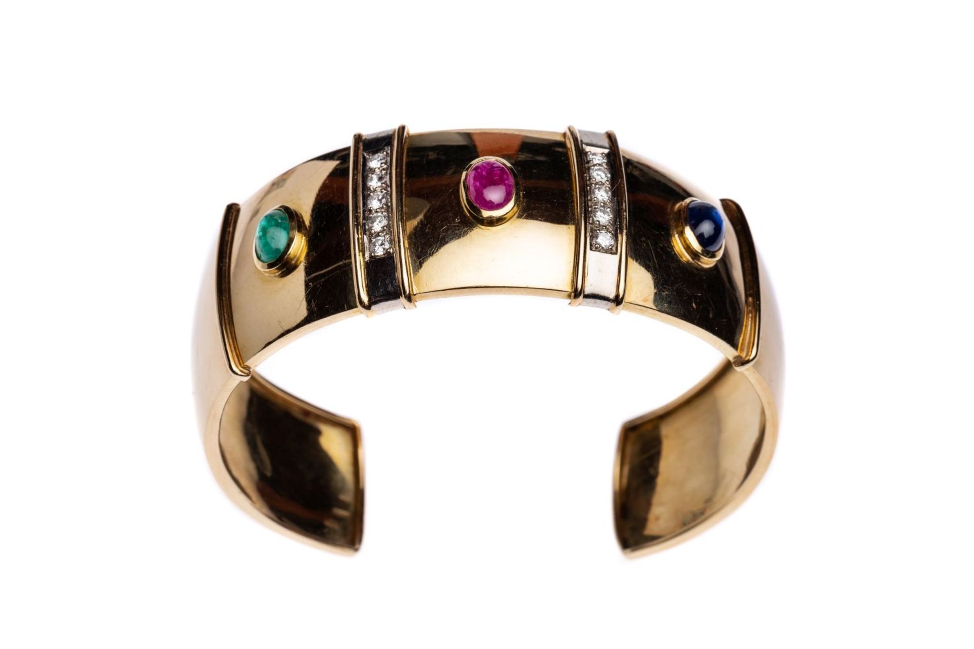 Bangle14kt gold Bangle, with brilliants total carat weight approx. 0.6 ct, and one ruby oval 6,5 x 5 - Bild 3 aus 3