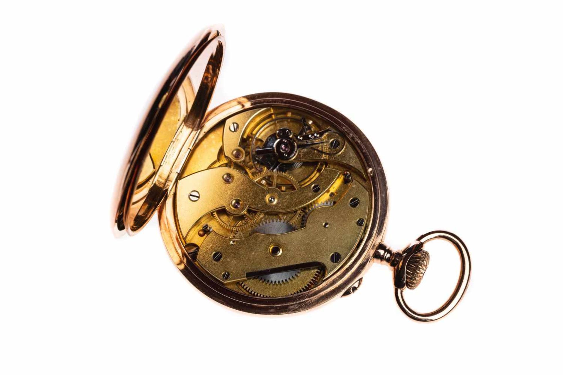 Axel Hüning14K gold Lepine pocket watch from the master Alex Hüning ca 1890, fine Swiss bridge - Bild 2 aus 4