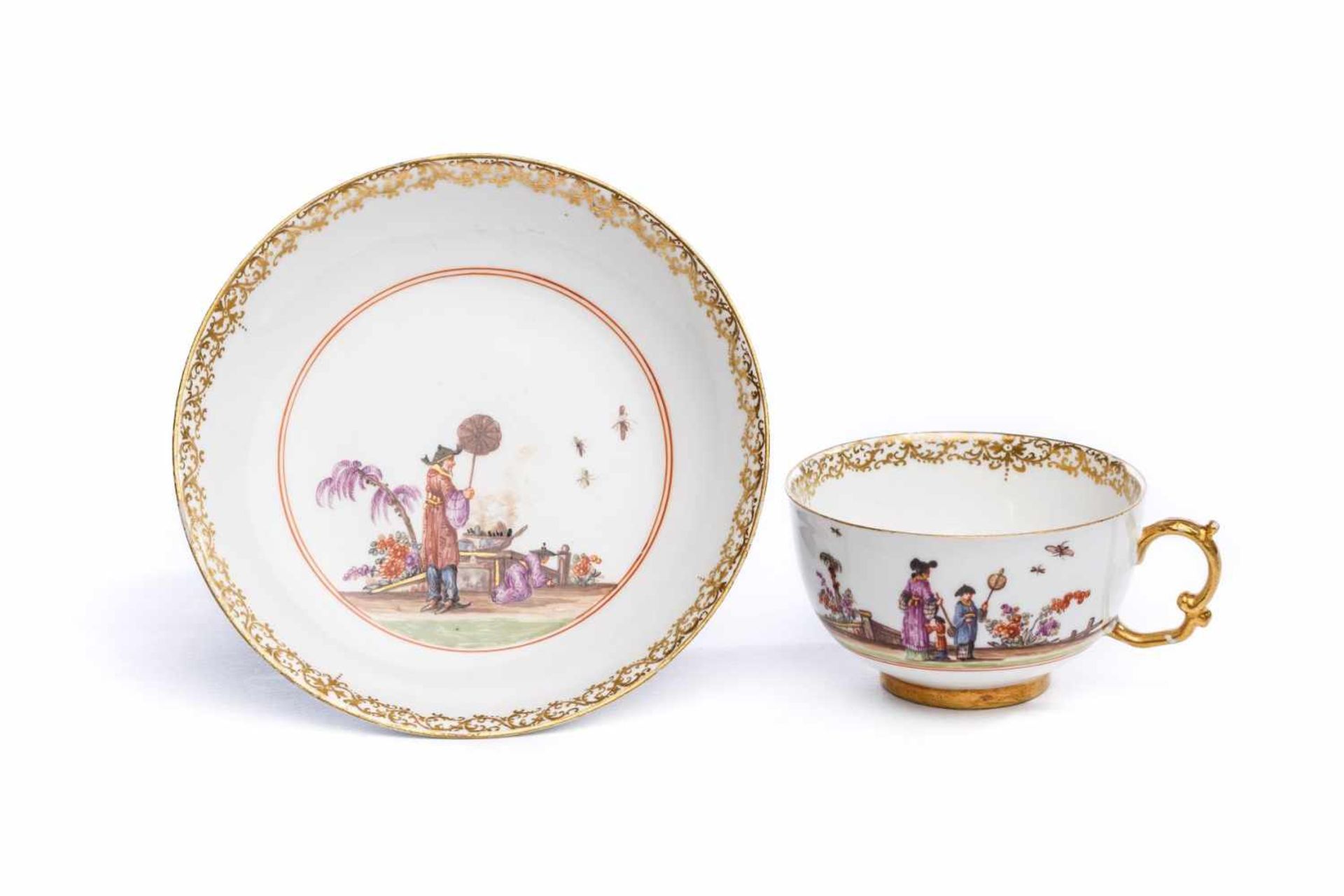 Koppchen mit Unterschale, Meissen 1724/25, Malerei von Johann Gregorius Höroldt