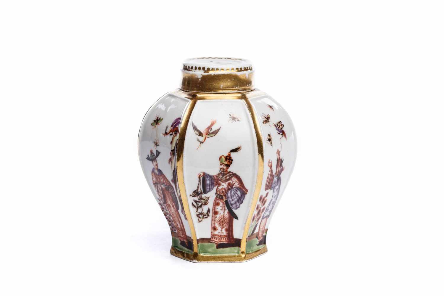 Teedose mit Chinoiserie Szenen, Meissen 1725/30