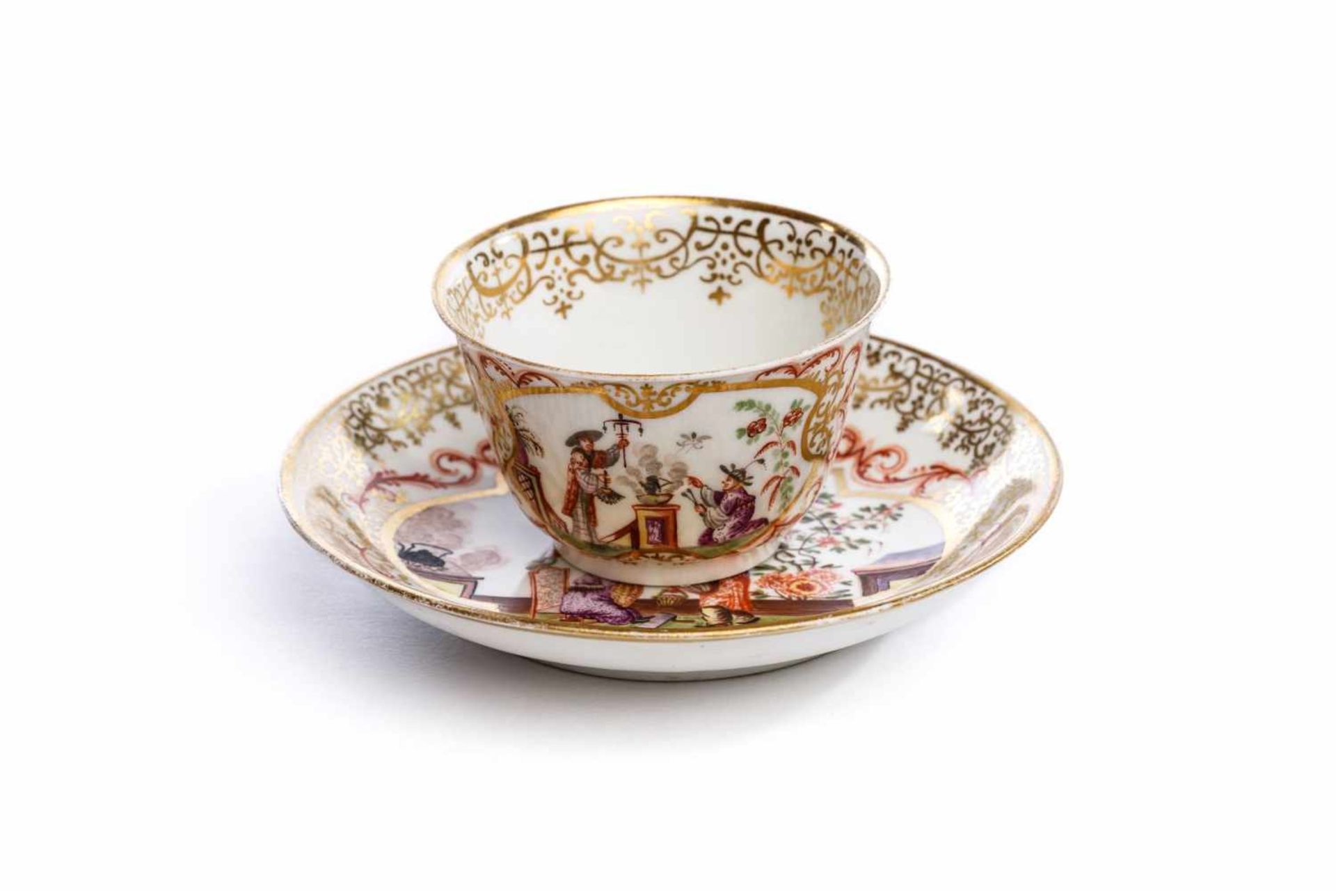 Koppchen mit Unterschale, Meissen 1725, - Bild 4 aus 6