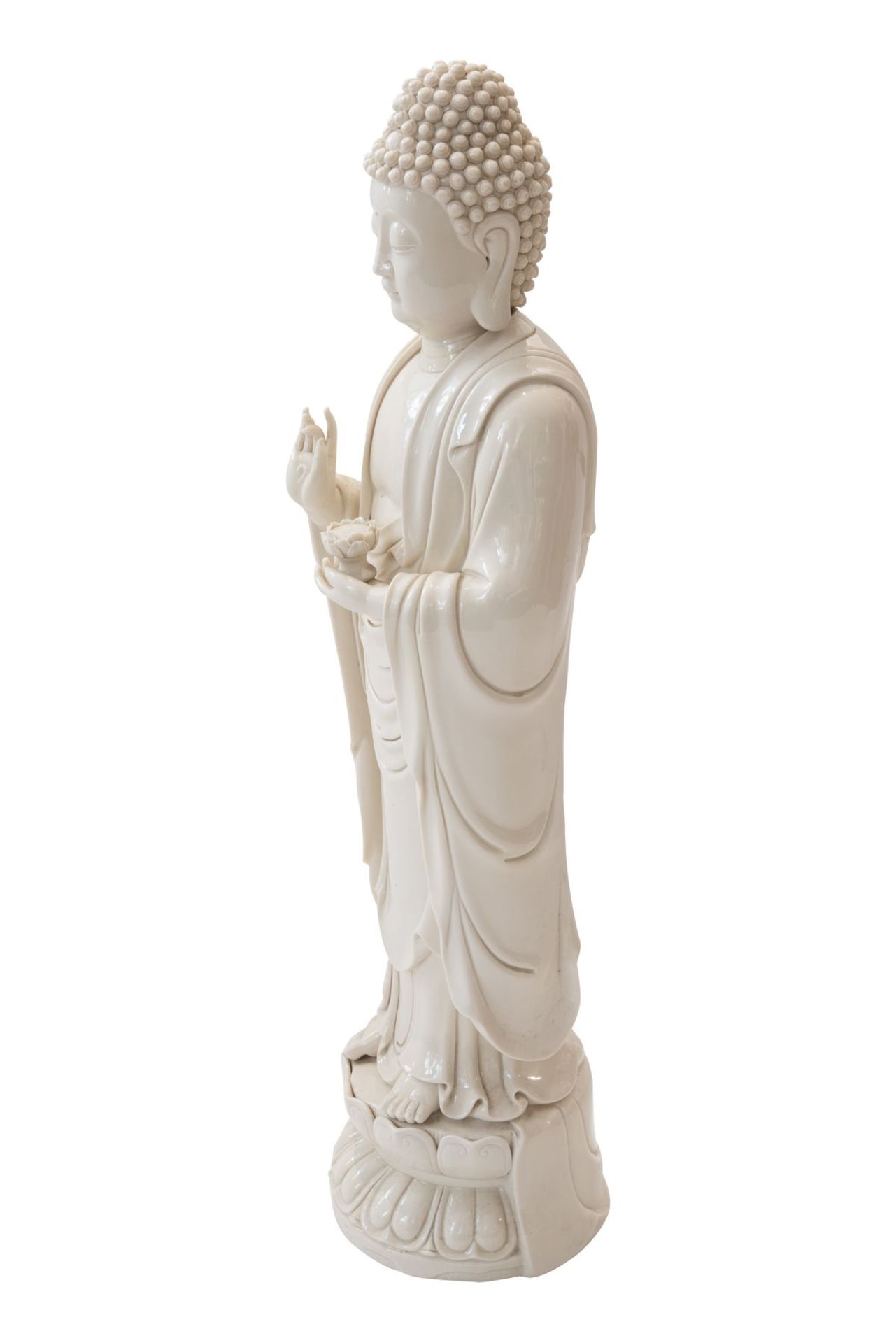 Blanc de Chine "Guanyin", PorzellanfigurPorzellan weiß glasiert. Auf einem runden Sockel mit - Bild 4 aus 10