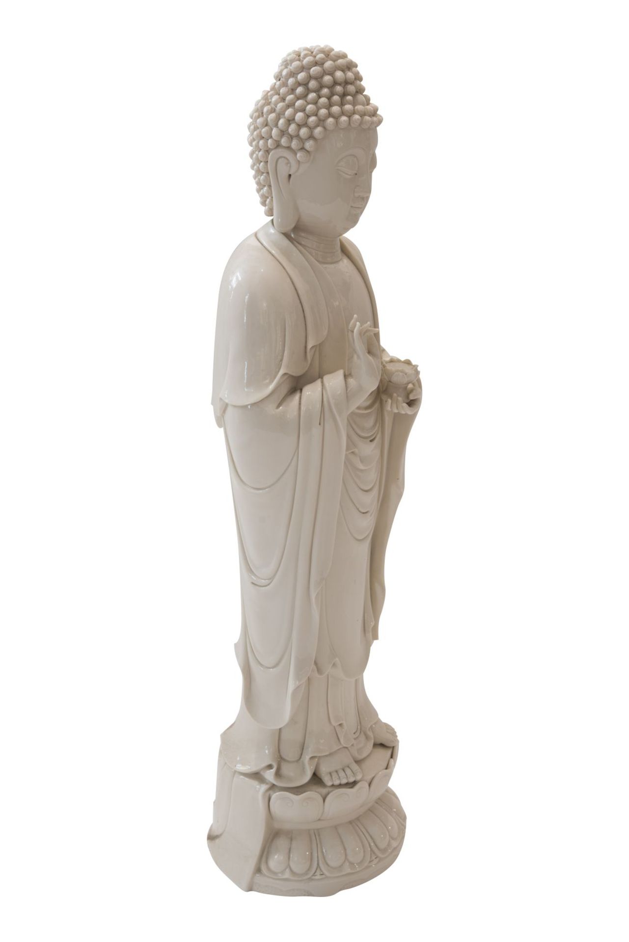 Blanc de Chine "Guanyin", PorzellanfigurPorzellan weiß glasiert. Auf einem runden Sockel mit - Bild 2 aus 10