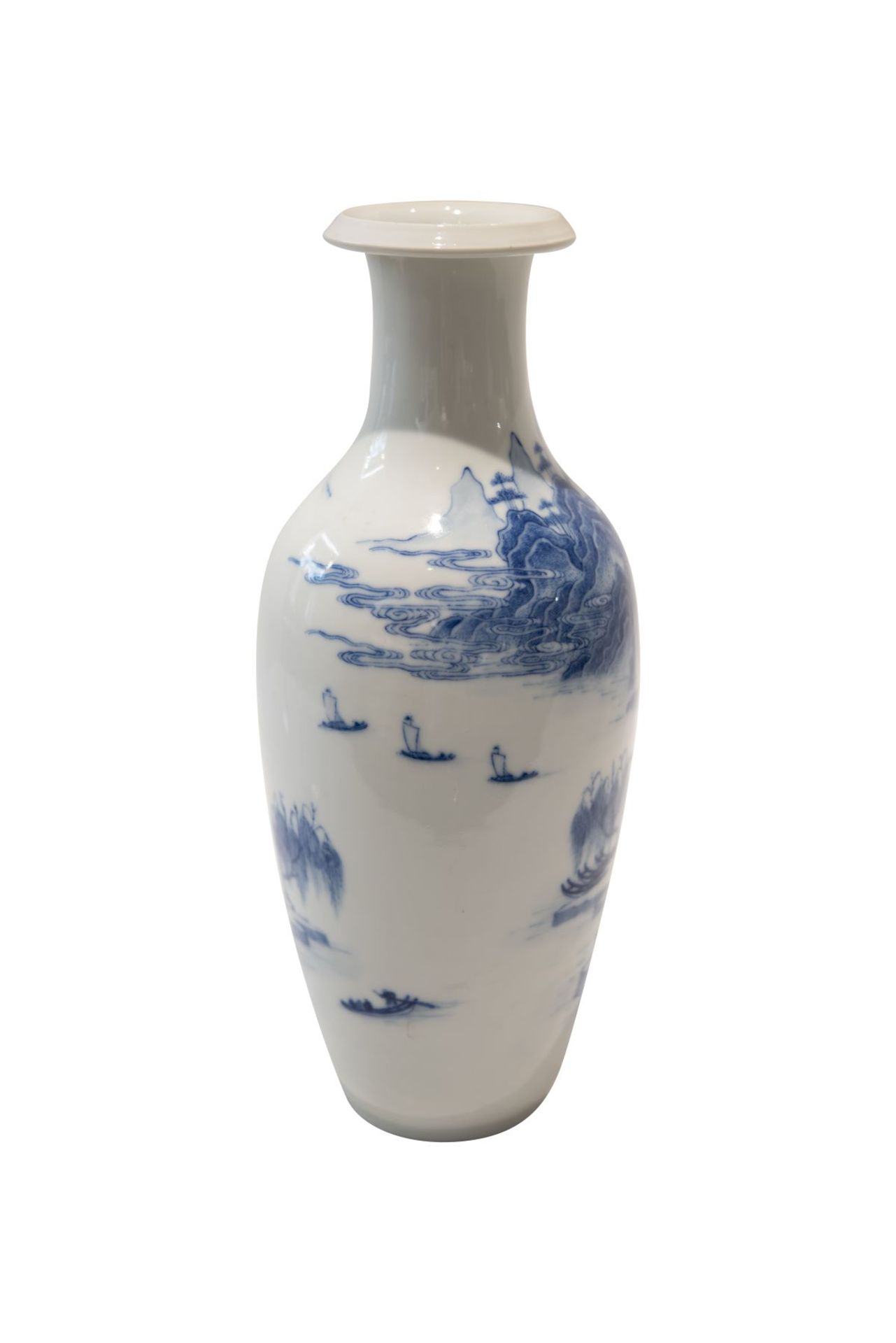 Blau-weise VaseBlau-weise Vase mit unterglasurblaue Vierzeichen Marke. Porzellan, auf der Wandung - Image 4 of 5