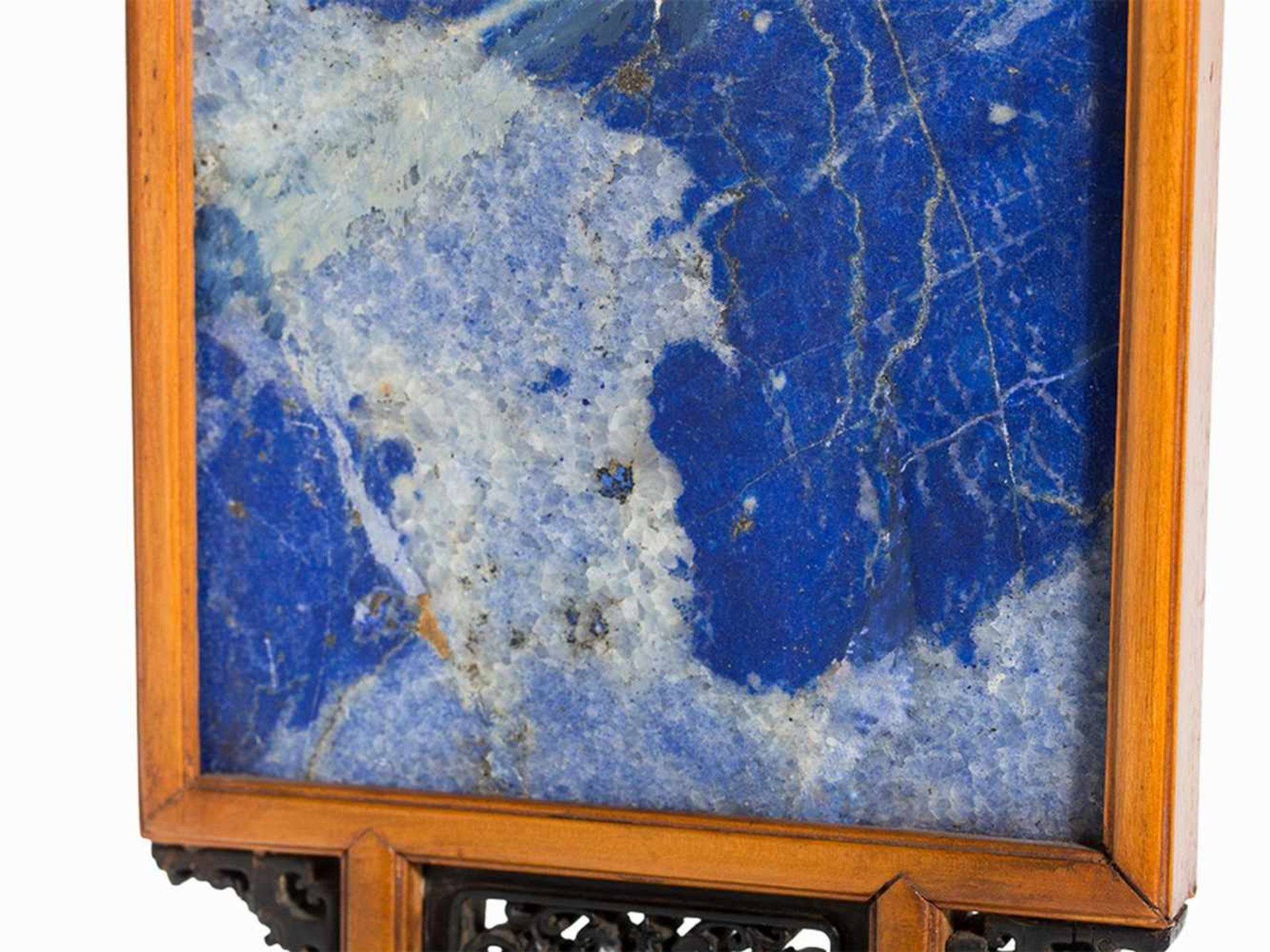 Tischschirm mit Lapislazuli-Relief eines Luohan, 18./19. Jh.Lapislazuli, Holz China, 18./19. - Bild 10 aus 11