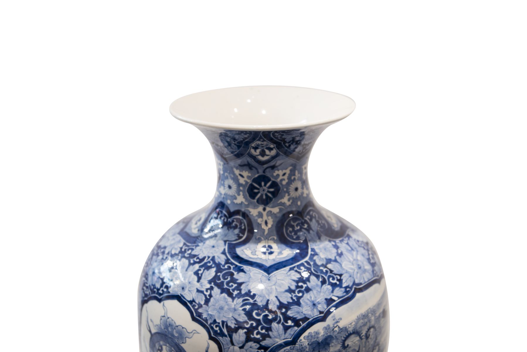 Chinesische Palastvase von imposanter Höhe - 124 cm Palastvase um 1870. Porzellan, blau weiß - Image 6 of 7