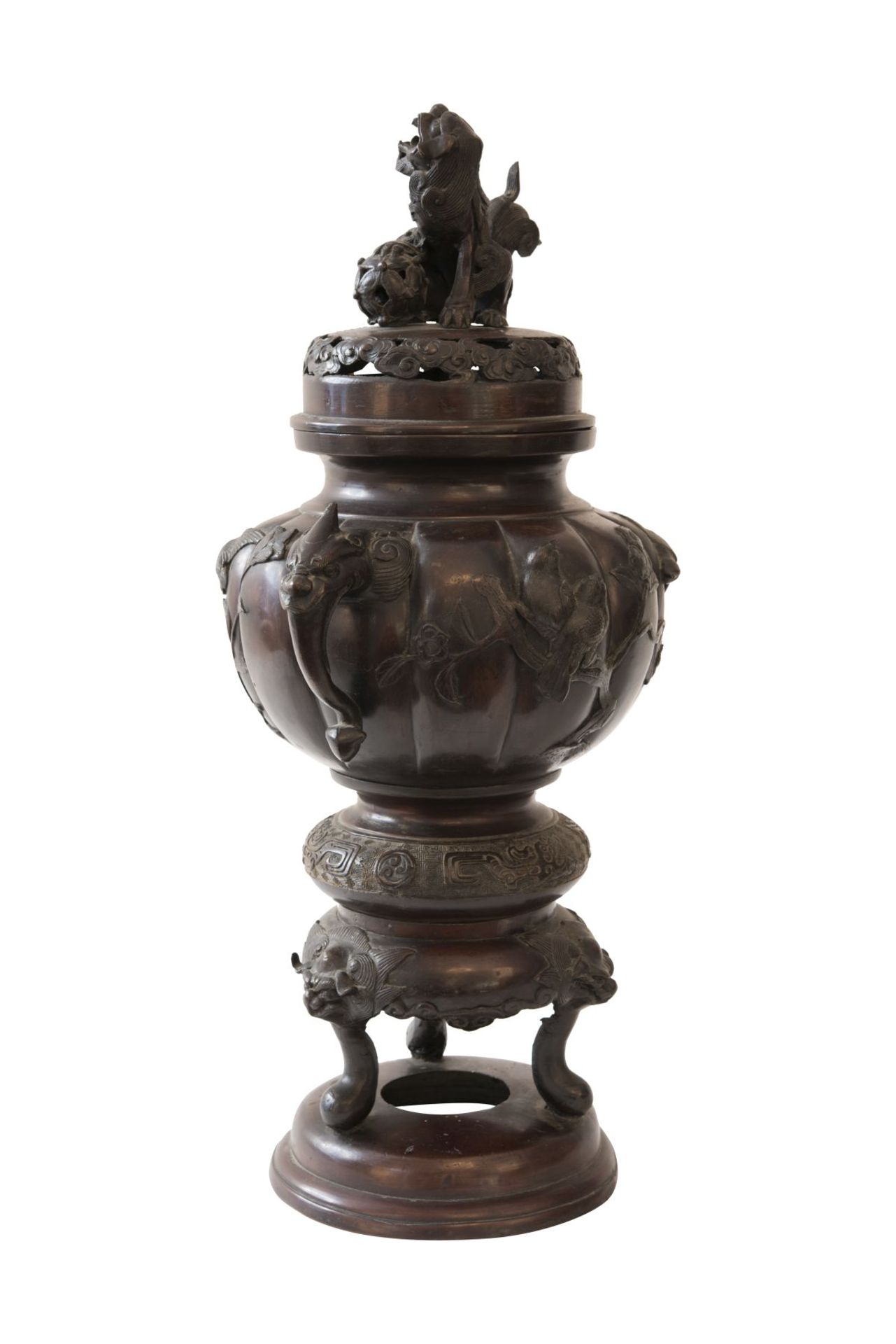 Weihrauchgefäß China Weihrauchgefäß China 20. Jh., Bronze. Ein Gefäß mit 2 Henkel und mit - Bild 2 aus 5
