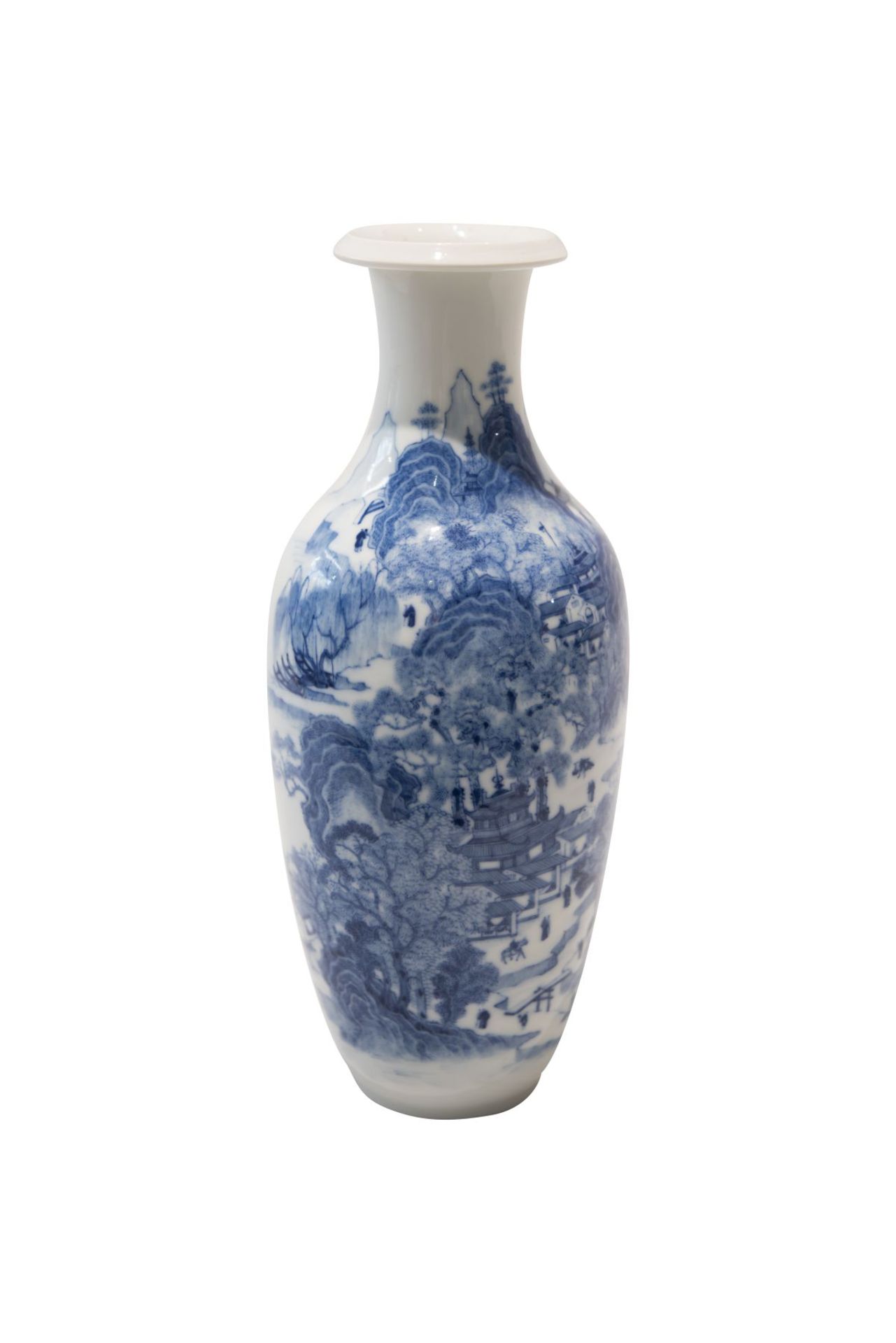 Blau-weise Vase Blau-weise Vase mit unterglasurblaue Vierzeichen Marke. Porzellan, auf der Wandung