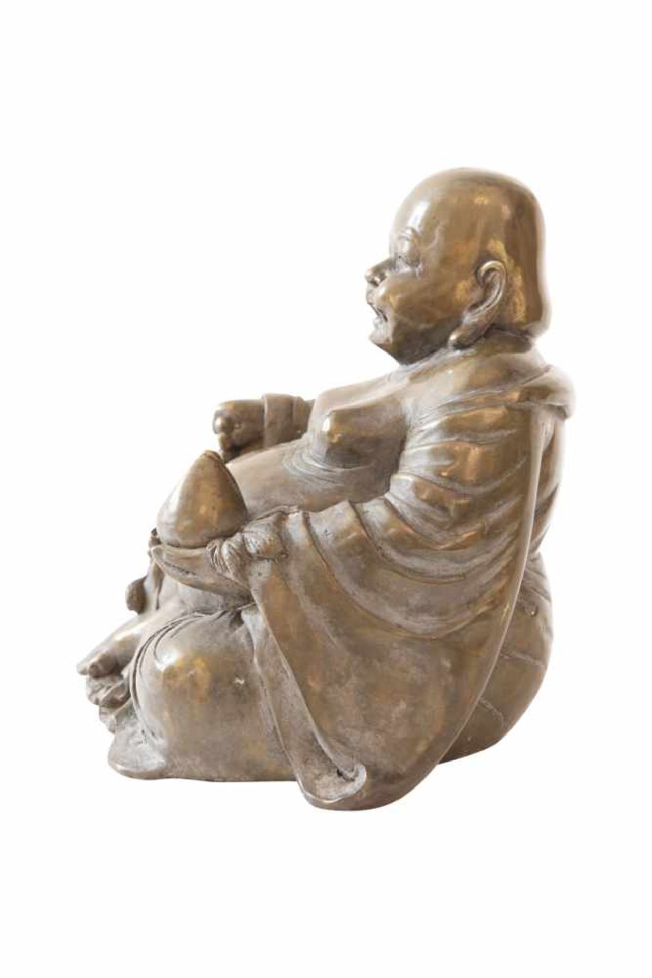 Bronze BuddhaBronze, lachender sitzender Buddha, Provenienz: Aus dem Nachlass der Sammlung des - Bild 2 aus 4