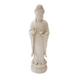 Blanc de Chine "Guanyin", PorzellanfigurPorzellan weiß glasiert. Auf einem runden Sockel mit