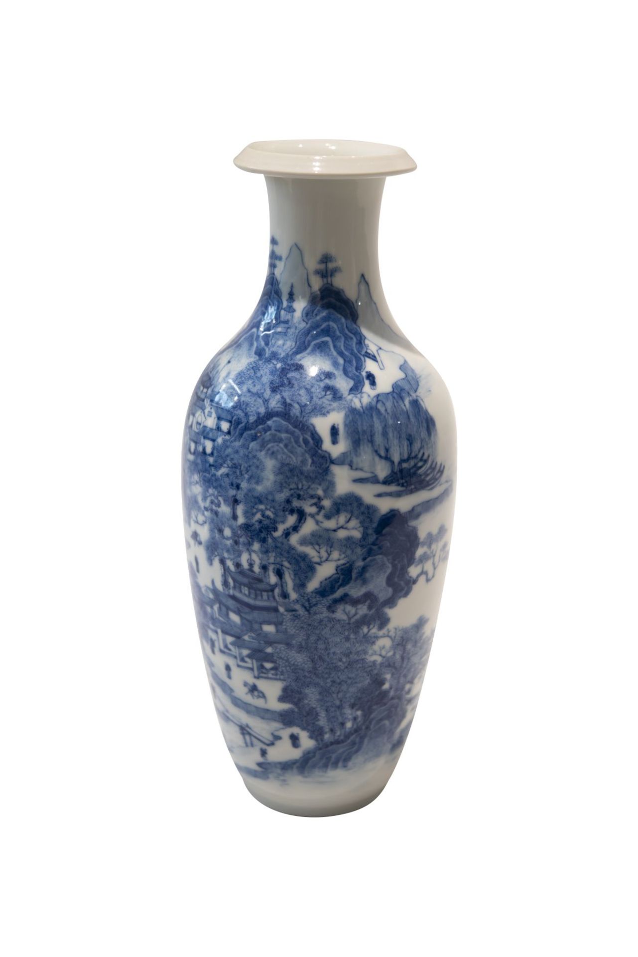 Blau-weise VaseBlau-weise Vase mit unterglasurblaue Vierzeichen Marke. Porzellan, auf der Wandung - Image 2 of 5