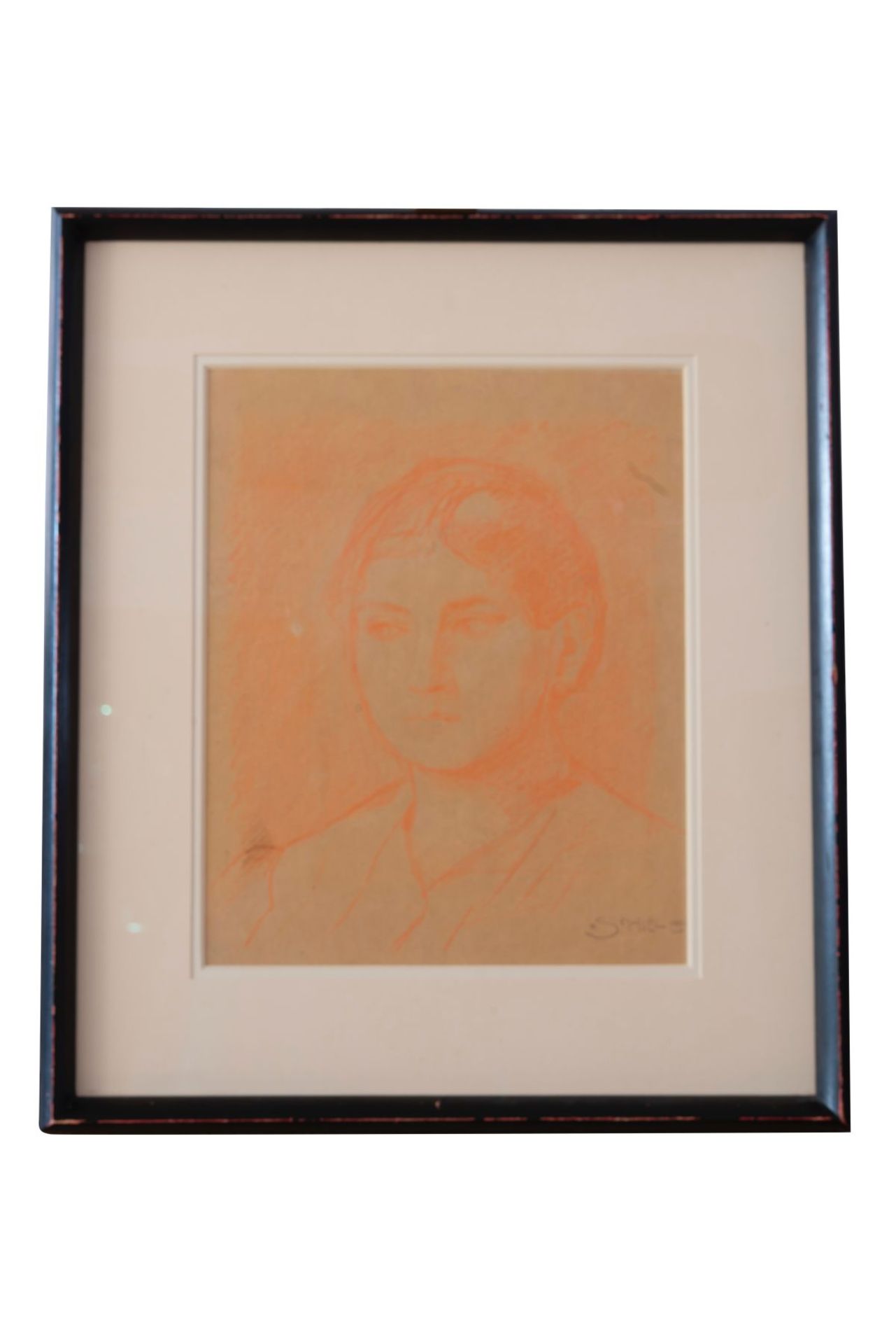 Egon Schiele "Rötelzeichnung" "Frauenporträt" signiert "Schiele" unten rechts, Rötelzeichnung auf