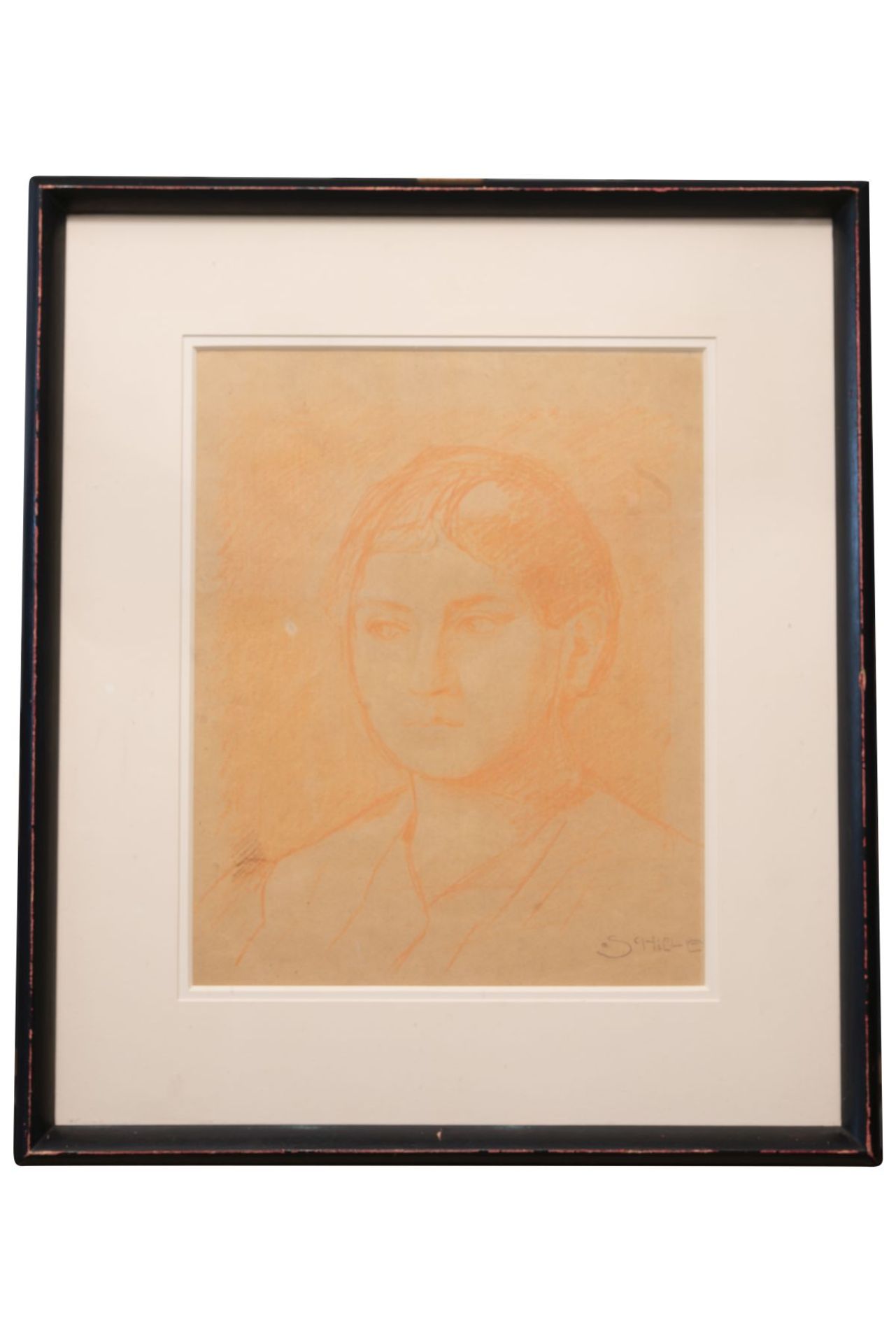 Egon Schiele "Rötelzeichnung" "Frauenporträt" signiert "Schiele" unten rechts, Rötelzeichnung auf - Image 2 of 3