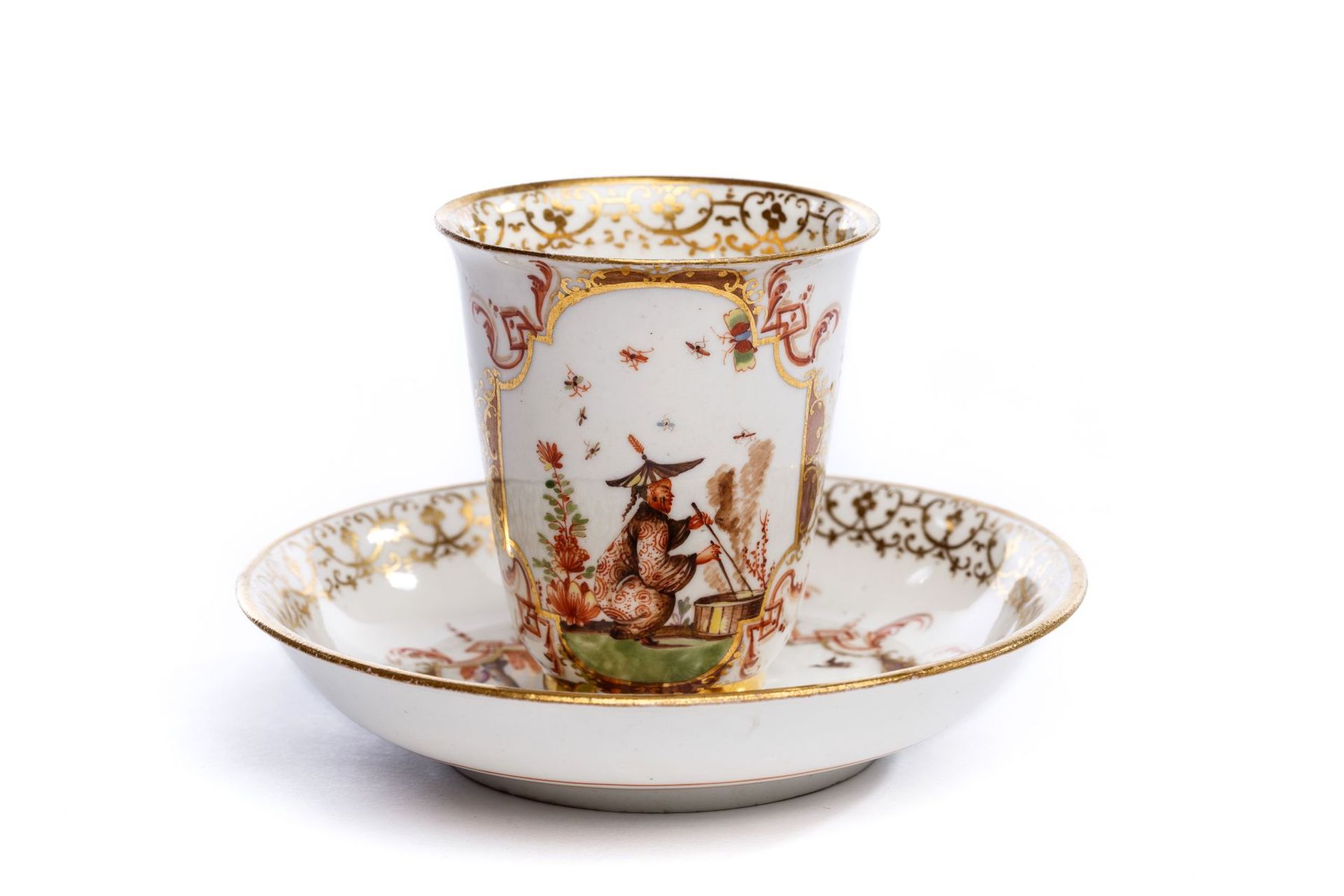 Becher mit Unterschale, Meissen 1723