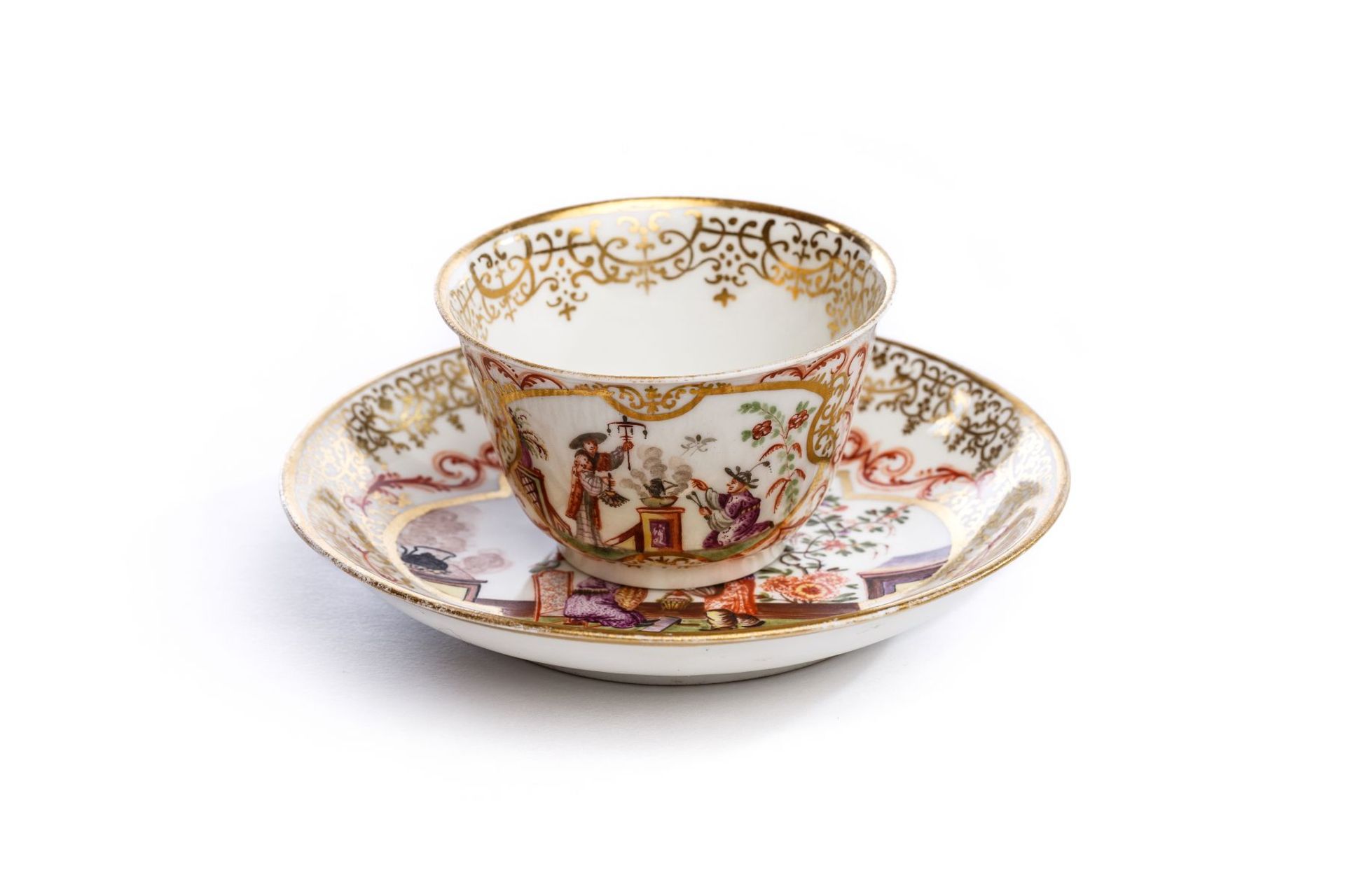 Koppchen mit Unterschale, Meissen 1725, - Bild 4 aus 6