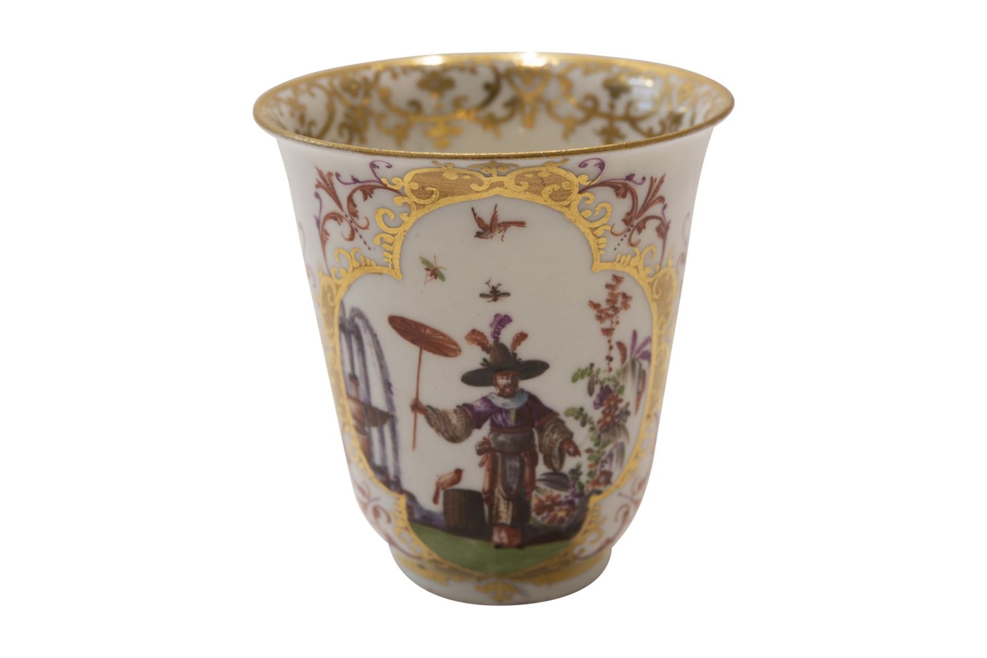 Ein Paar Becher mit Unterschale, Meissen um 1725 - Bild 9 aus 10